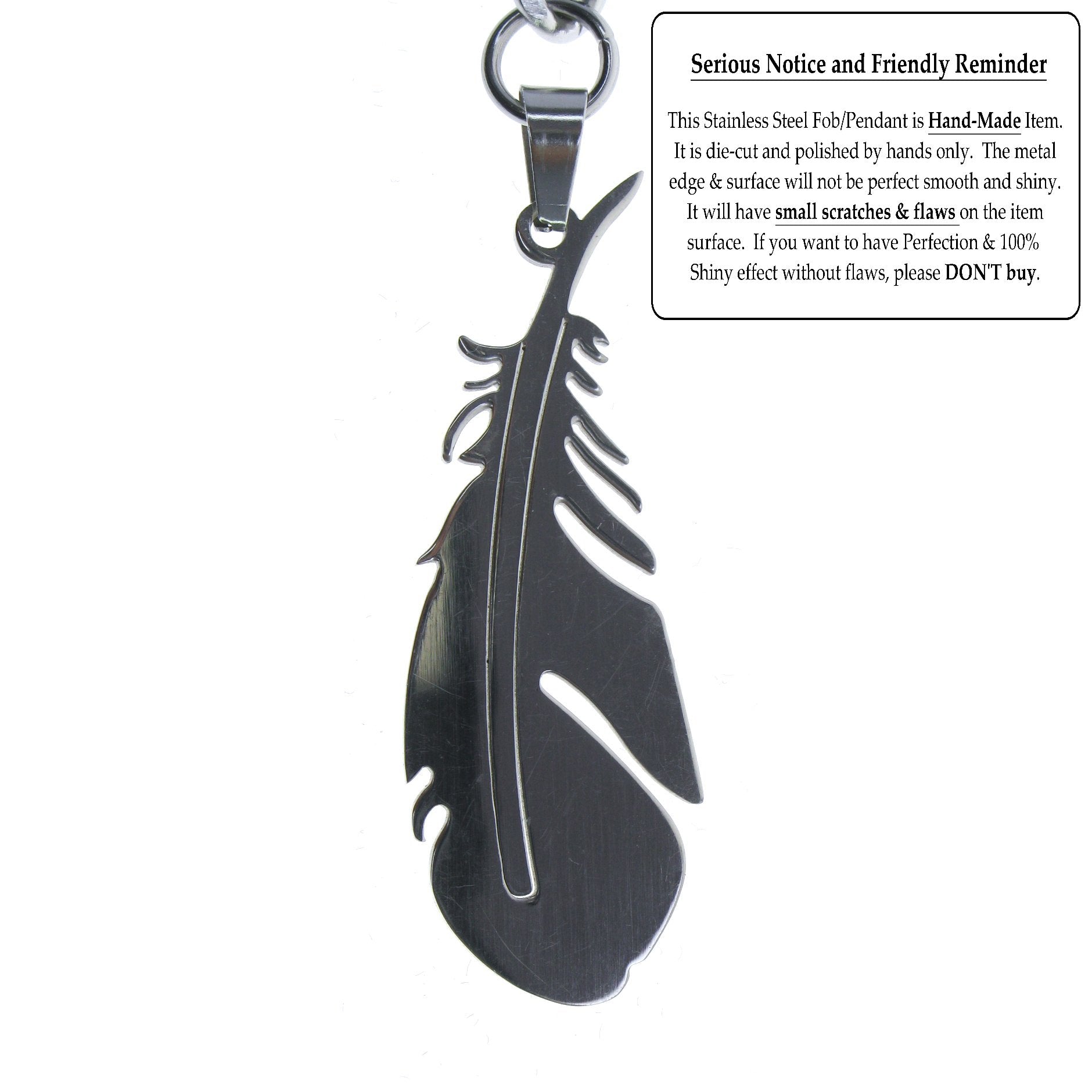 Albert Chain Pocket Watch Chains for Men All Real Stainless Steel with Steel T-Bar and Steel Feather Design Fob ACS11