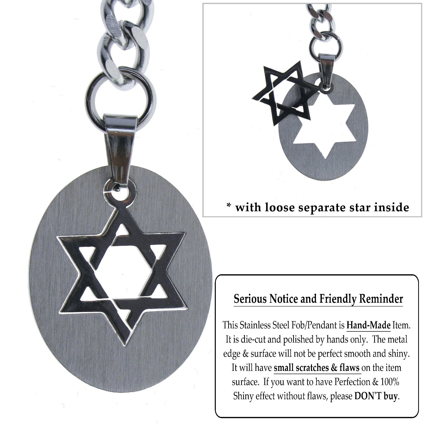 Albert Chain Pocket Watch Chains for Men All Real Stainless Steel with Steel T-Bar and Steel Hollow Star Medal Fob ACS12