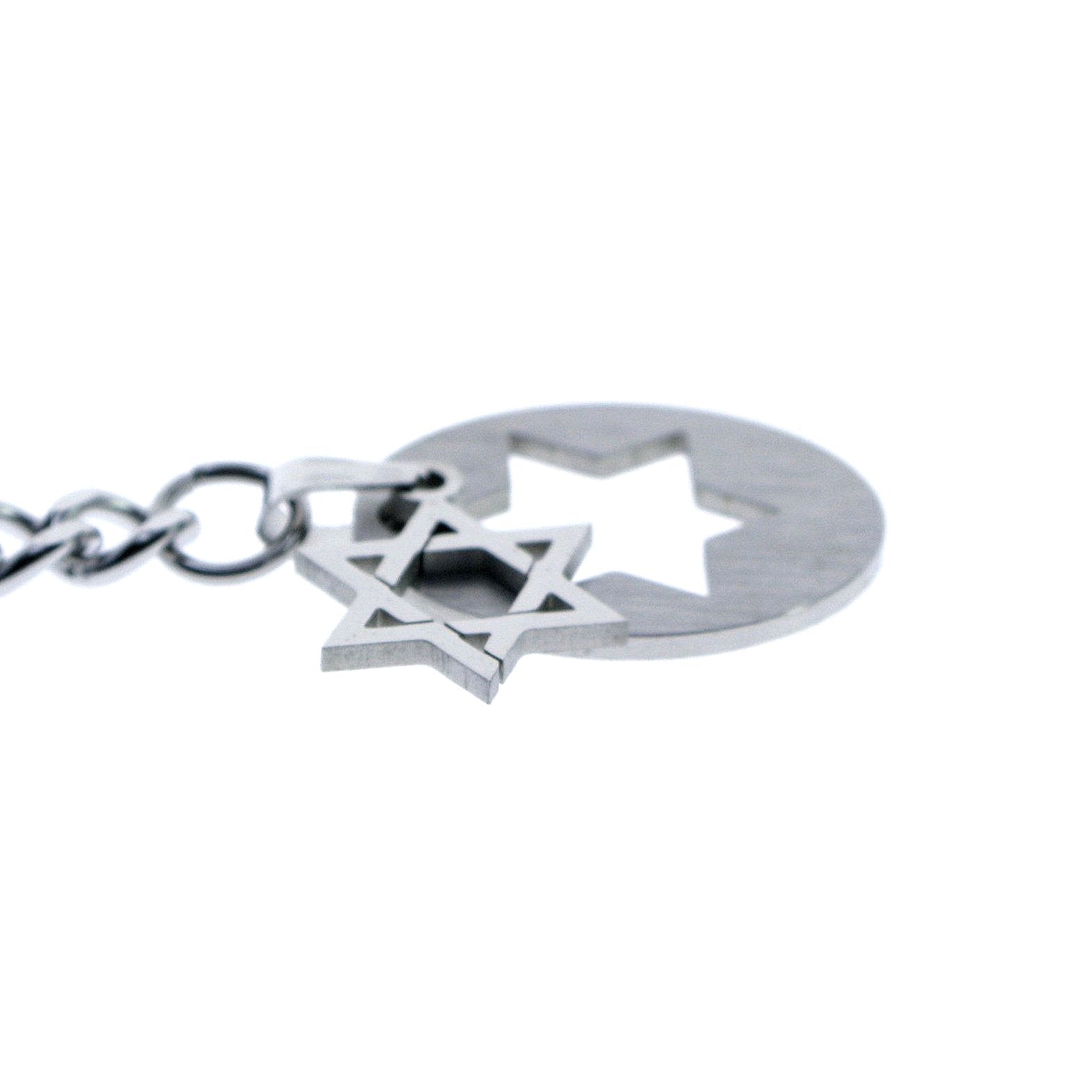 Albert Chain Pocket Watch Chains for Men All Real Stainless Steel with Steel T-Bar and Steel Hollow Star Medal Fob ACS12