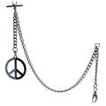 Albert Chain Pocket Watch Chains for Men All Real Stainless Steel with Steel T-Bar and Steel Peace Sign Medal Fob ACS13