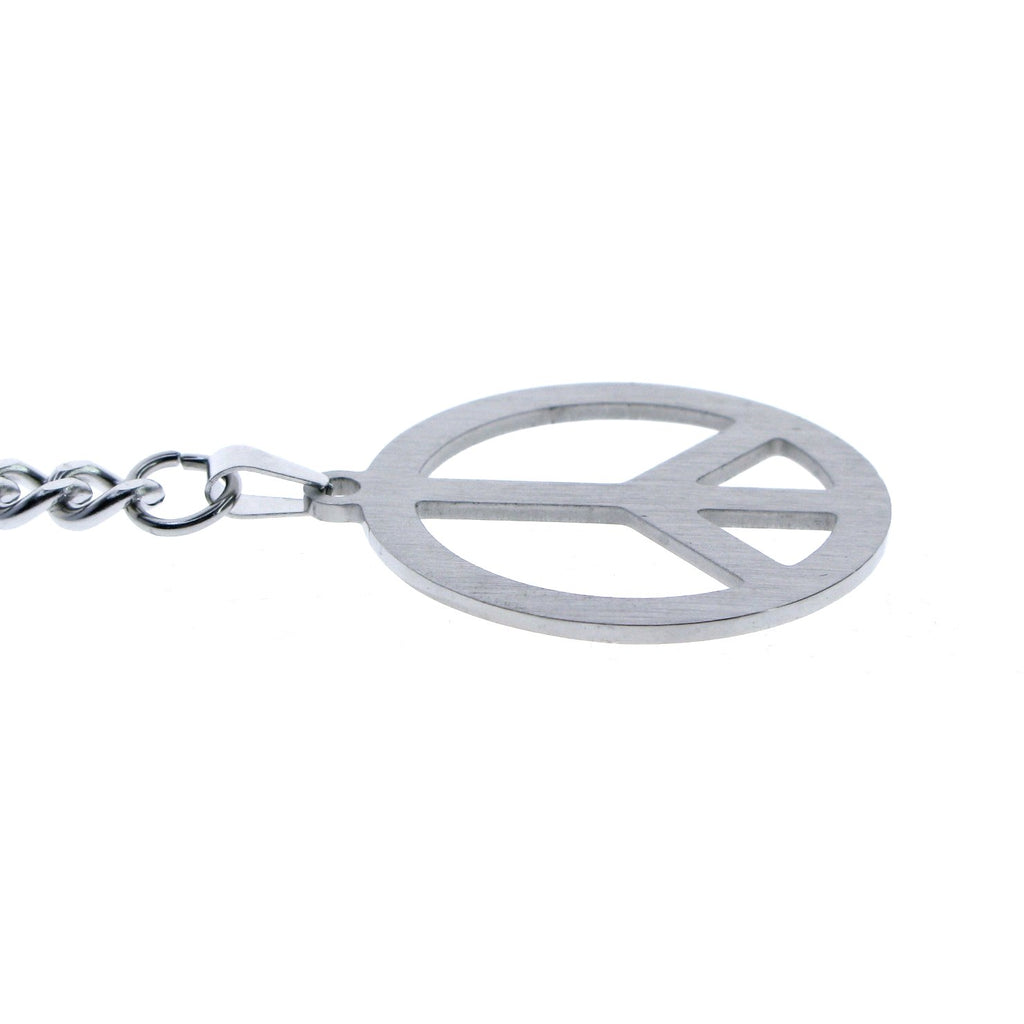 Albert Chain Pocket Watch Chains for Men All Real Stainless Steel with Steel T-Bar and Steel Peace Sign Medal Fob ACS13