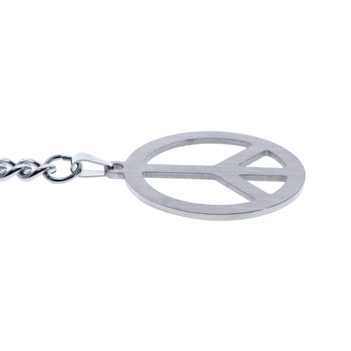 Albert Chain Pocket Watch Chains for Men All Real Stainless Steel with Steel T-Bar and Steel Peace Sign Medal Fob ACS13