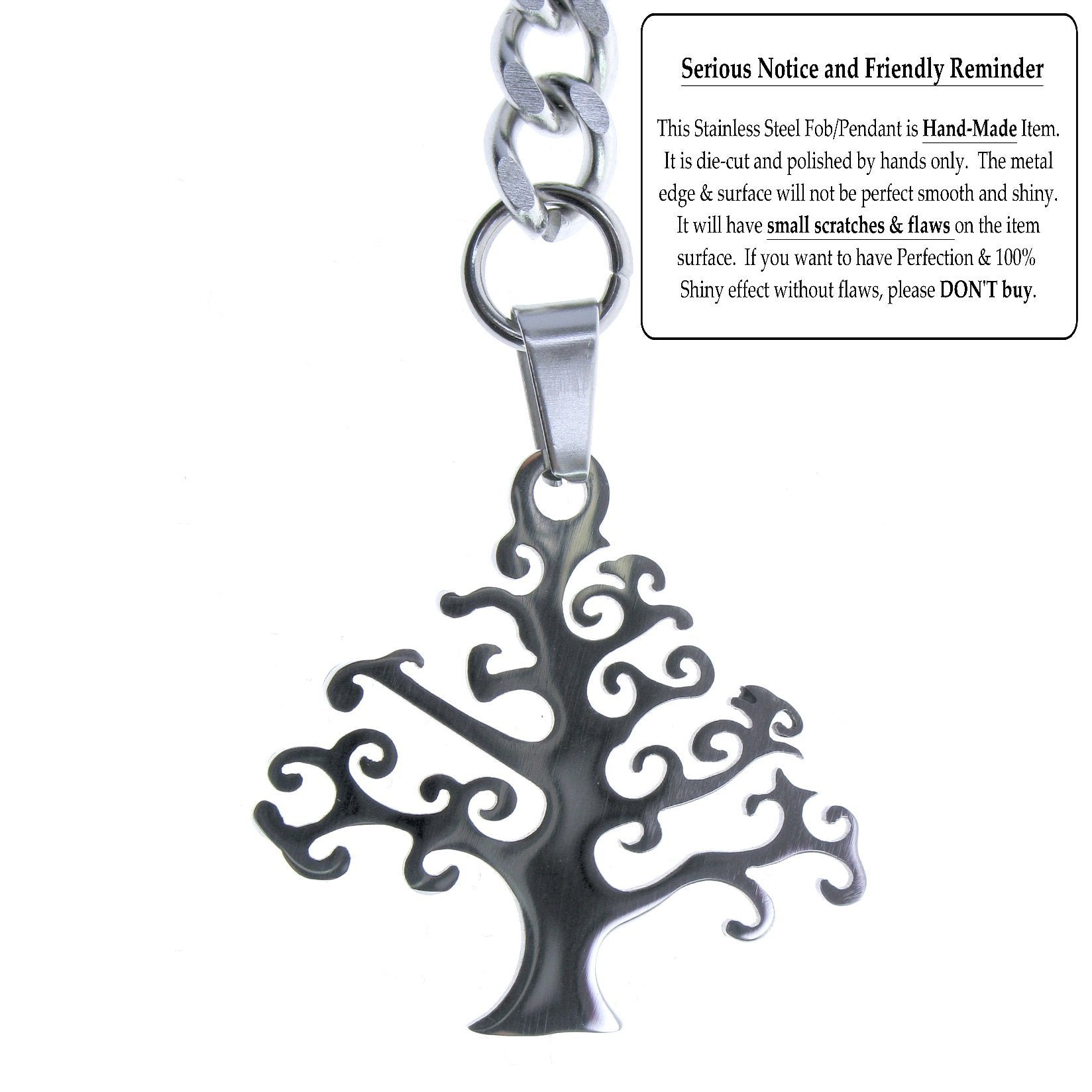 Albert Chain Pocket Watch Chains for Men All Real Stainless Steel with T-Bar and Life-Tree Design Fob ACS14
