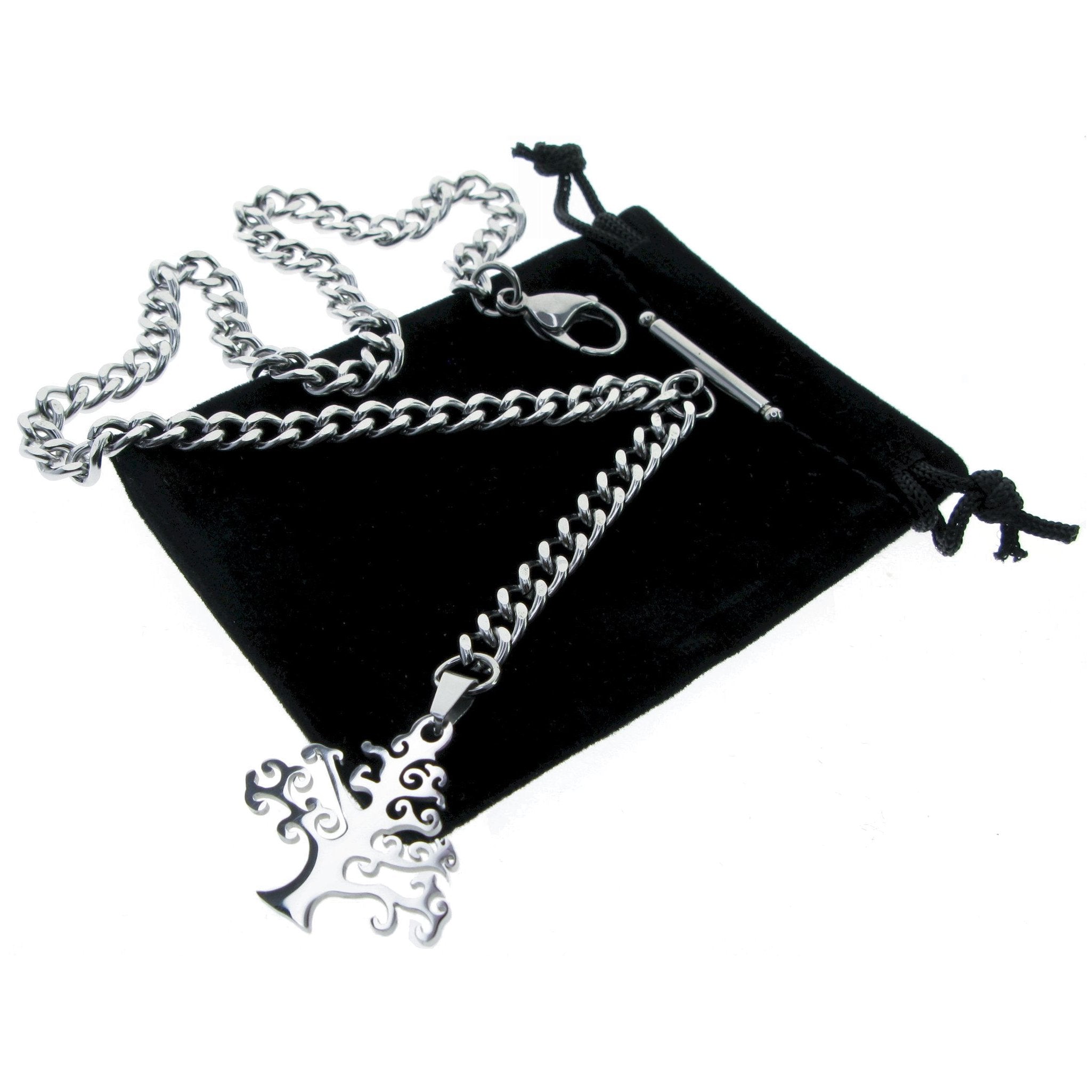 Albert Chain Pocket Watch Chains for Men All Real Stainless Steel with T-Bar and Life-Tree Design Fob ACS14