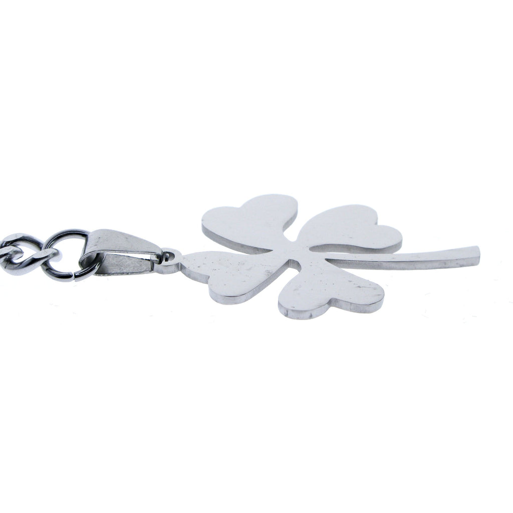 Albert Chain Pocket Watch Chains All Real Stainless Steel with T-Bar and Four-Leaf Clover Fob ACS15