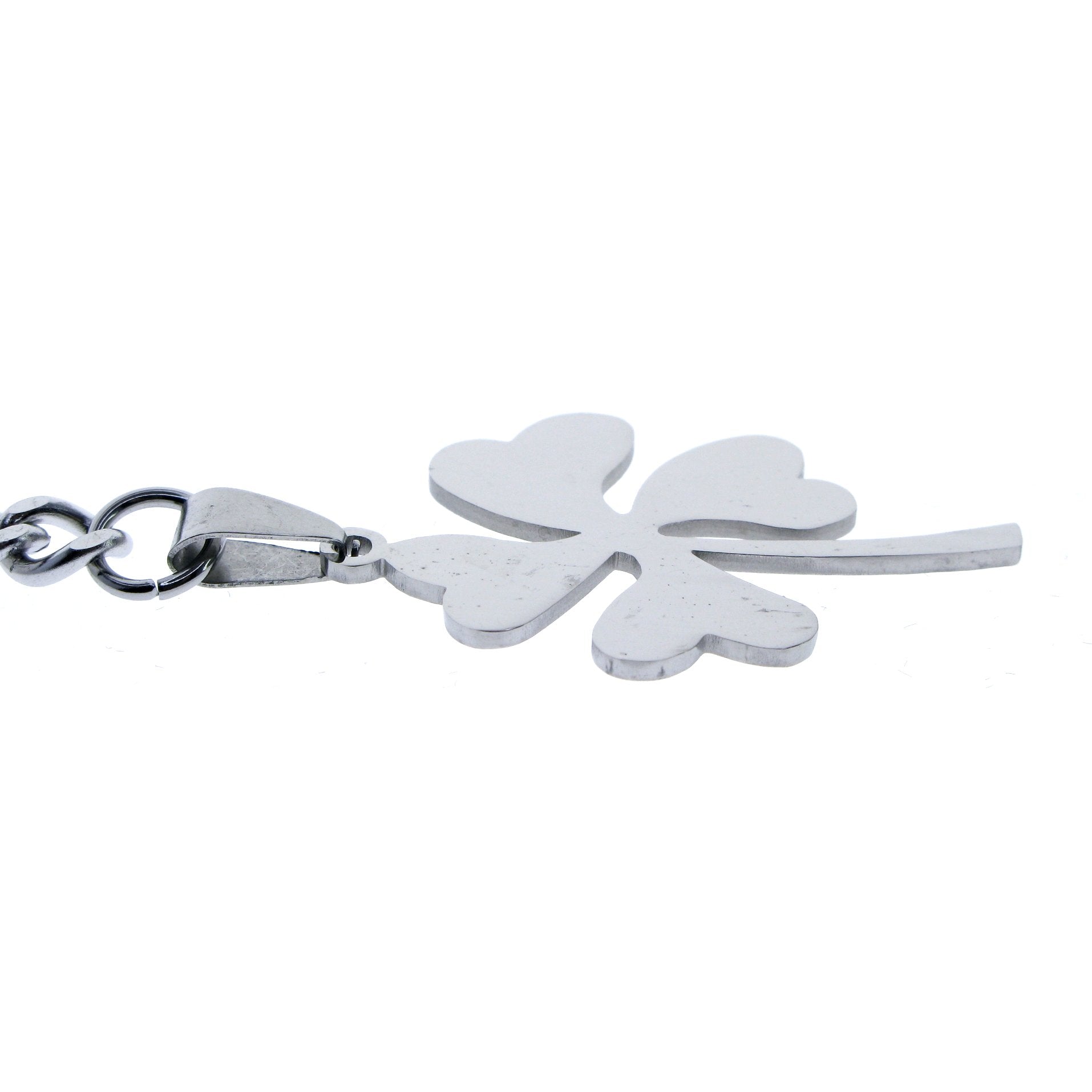 Albert Chain Pocket Watch Chains All Real Stainless Steel with T-Bar and Four-Leaf Clover Fob ACS15