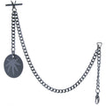Albert Chain Pocket Watch Chains All Real Stainless Steel with T-Bar and Leaf Design Fob ACS16