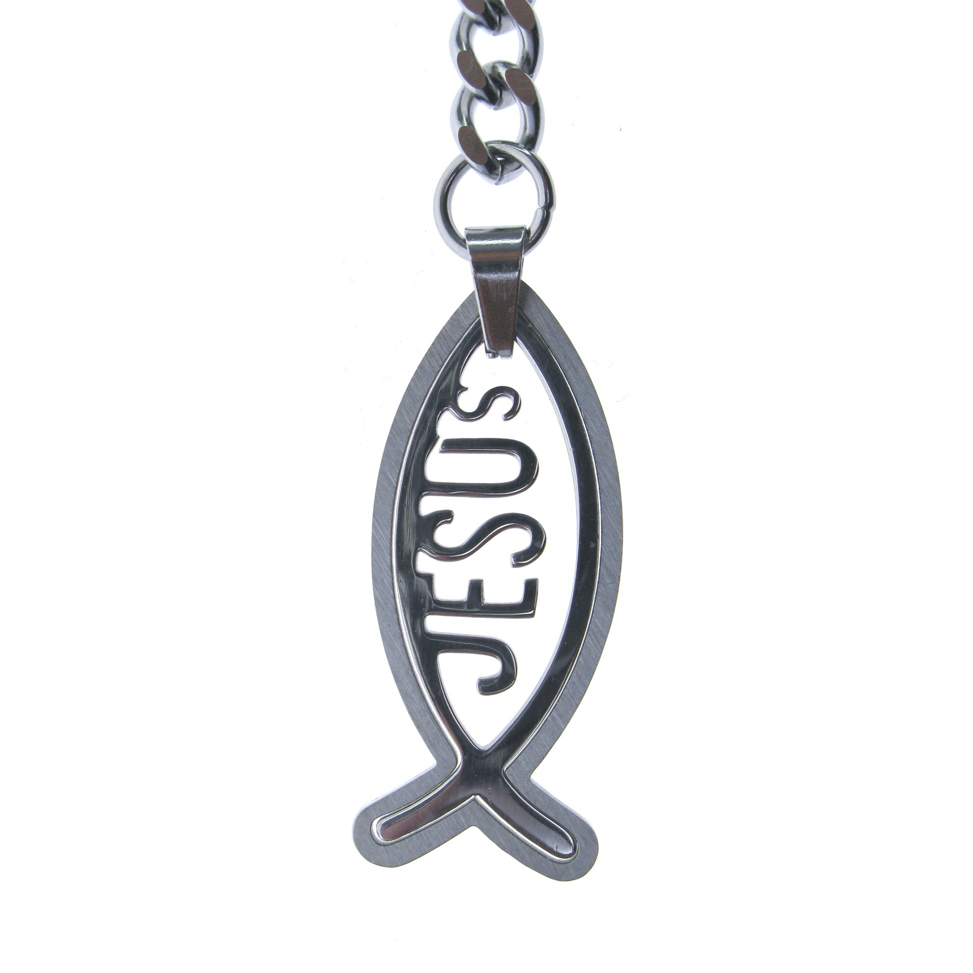 Albert Chain Pocket Watch Chains All Real Stainless Steel with T-Bar and Jesus Fish Fob ACS17