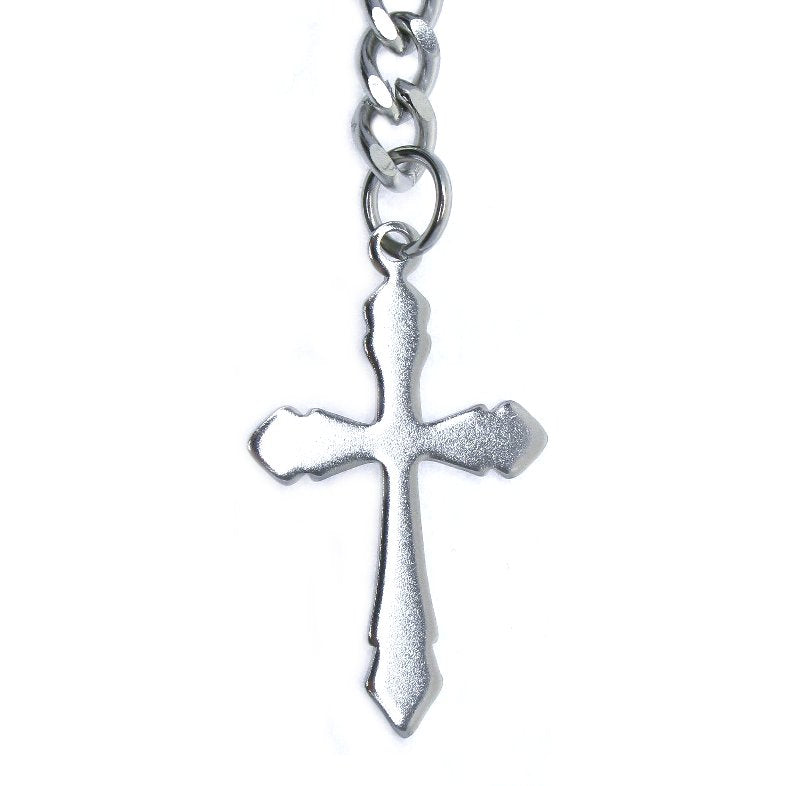 Albert Chain Stainless Steel Pocket Watch Chains for Men Wholly Steel T-Bar Lobster Clasp and Religious Cross Fob ACS18A