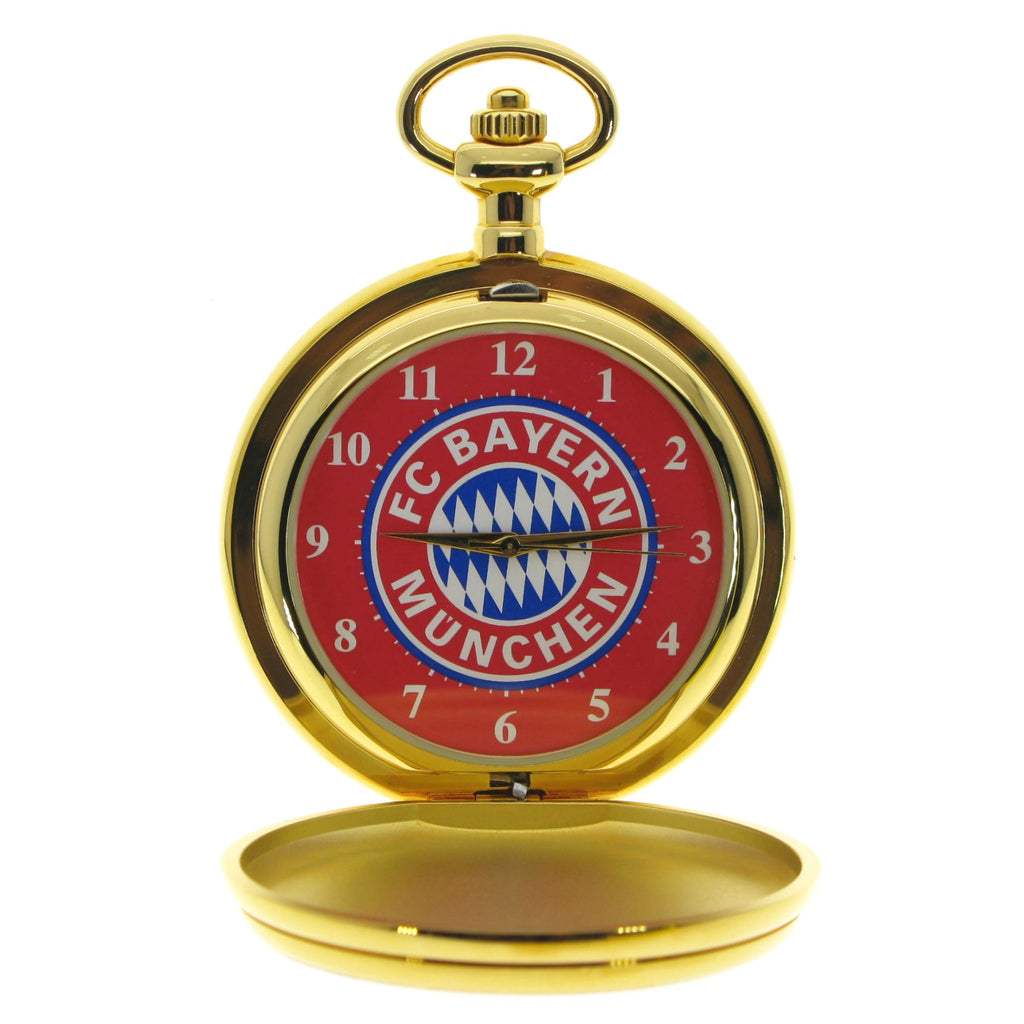 Gold Pocket Watch with FC Bayern Munchen Red logo Dial