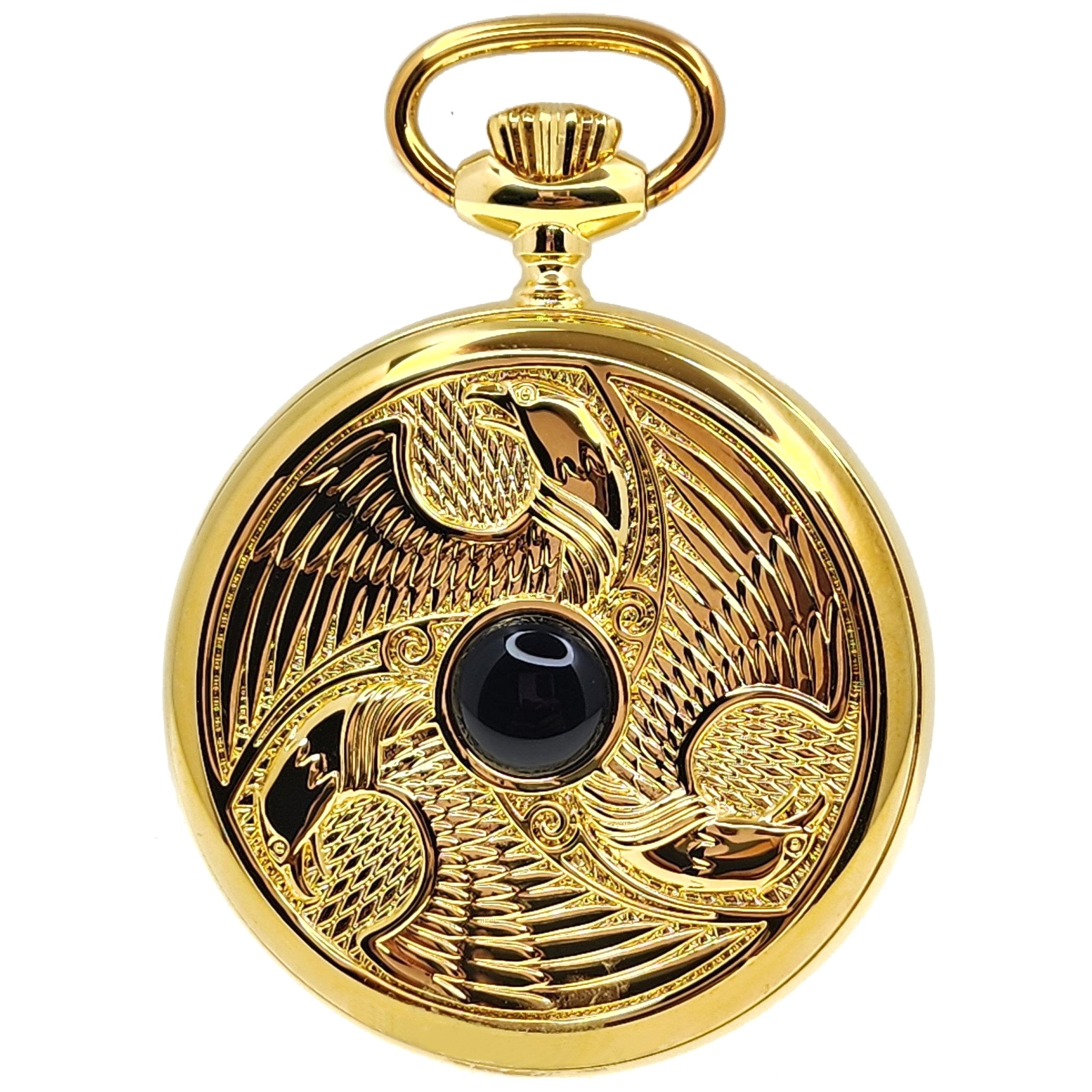 Gold Pocket Watch Beautiful Engraving Eagle Case Back