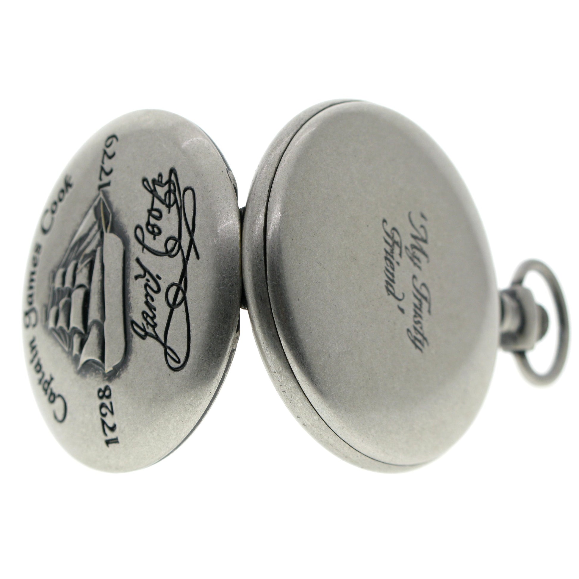 Captain James Cook 1728-1779 Memorial Silver Color Pocket Watch Men Gift Set with Fob Chain C62