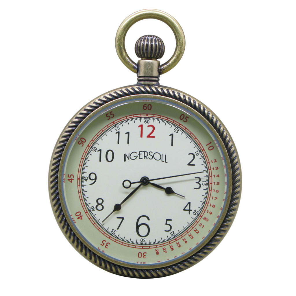 Ingersoll Pocket Watch Antique Bronze Color Ivory Dial and Classic Black Goose Eye Hands