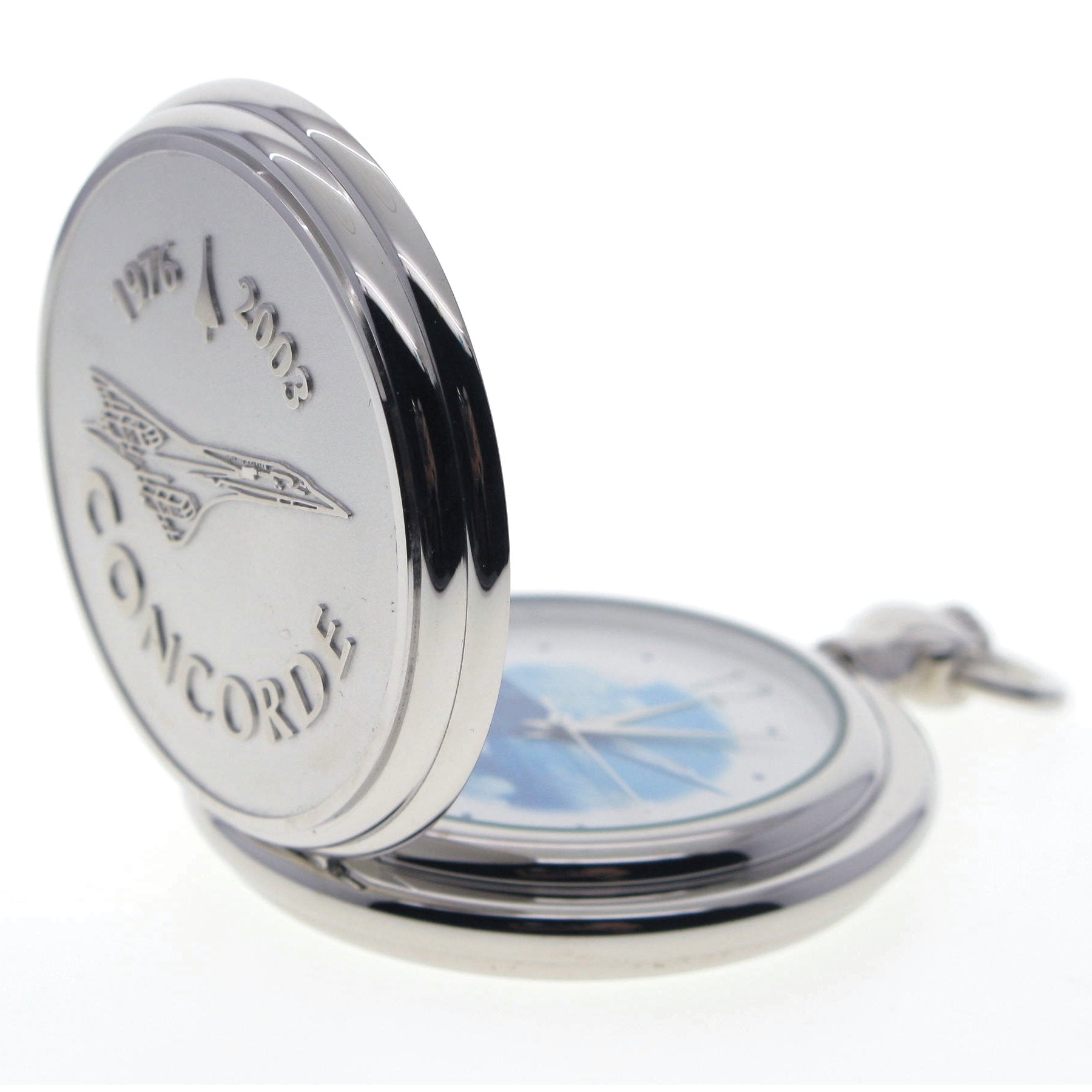 Silver Pocket Watch with Concorde Airliner cover
