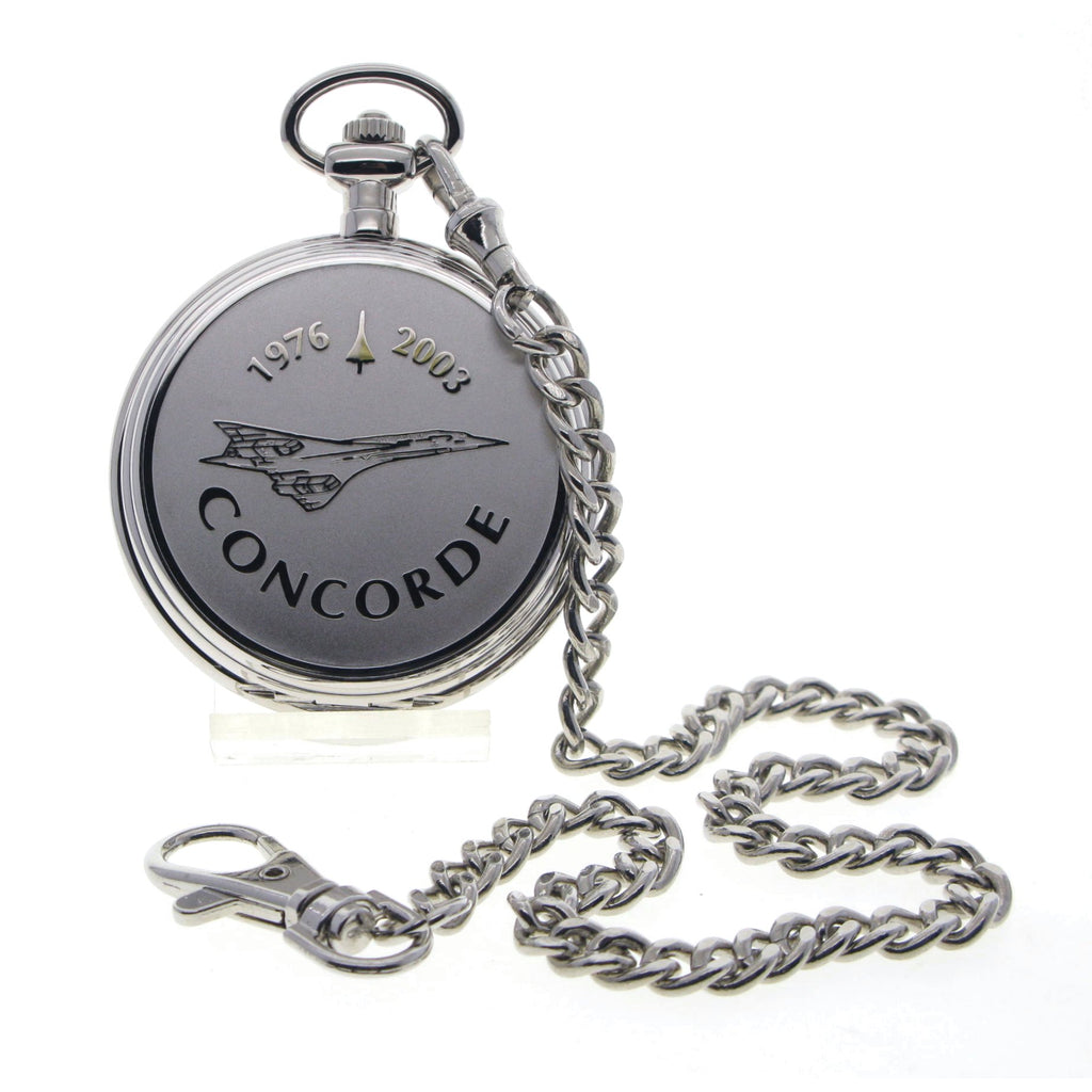 Concorde Airliner Silver Pocket Watch with Chain