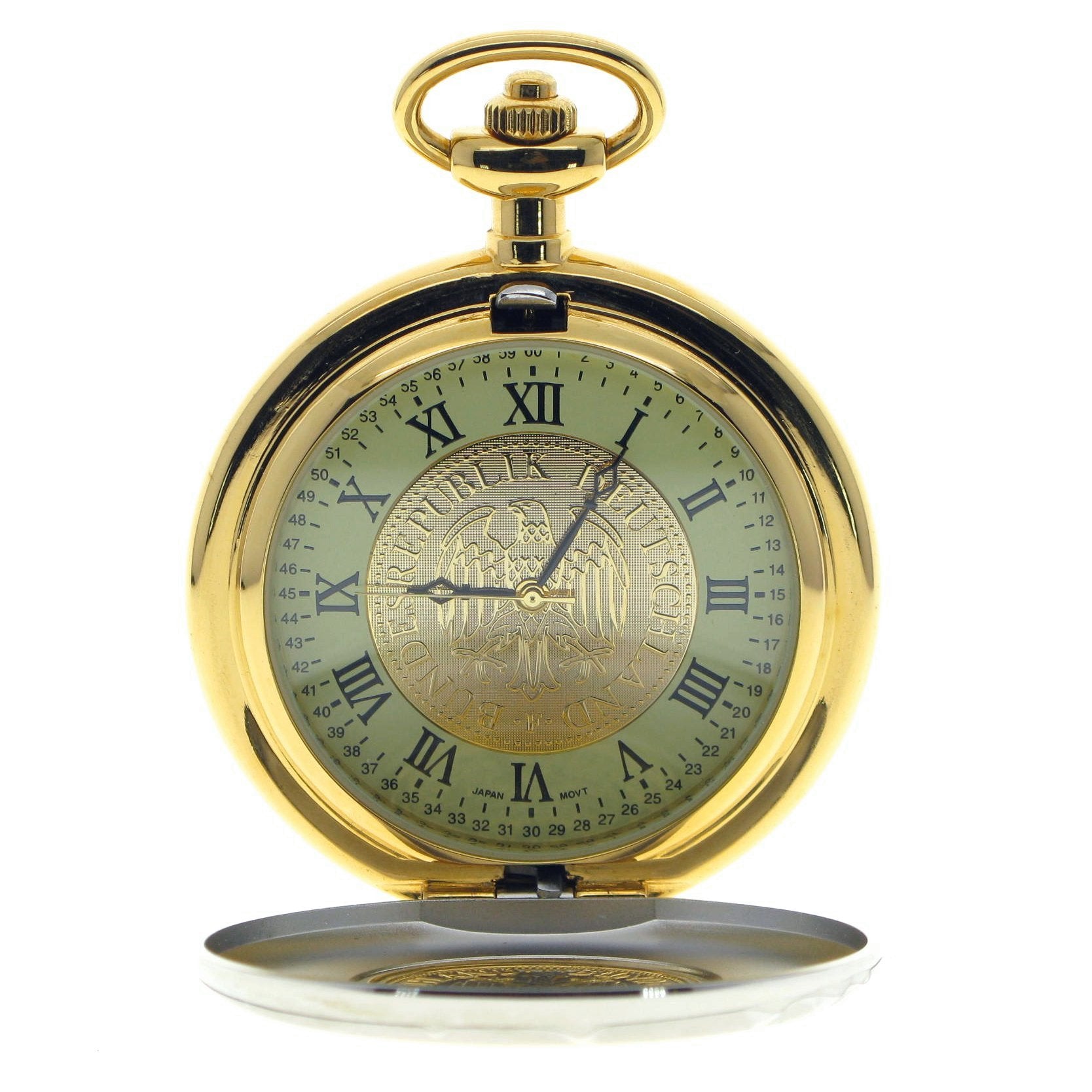 German DM Coin Pocket Watch with Coin Design Gold Foil Dial