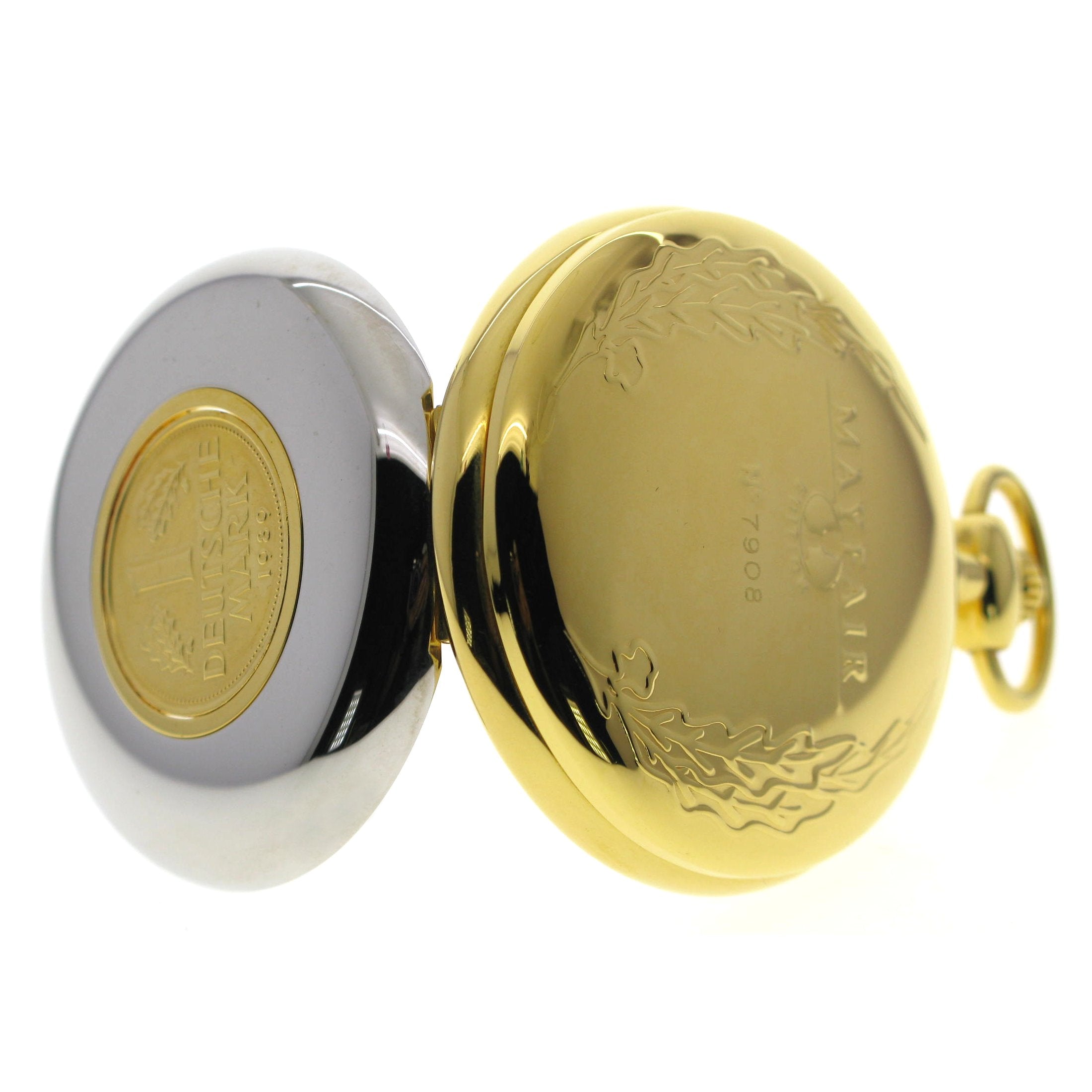 German DM Coin Pocket Watch side view