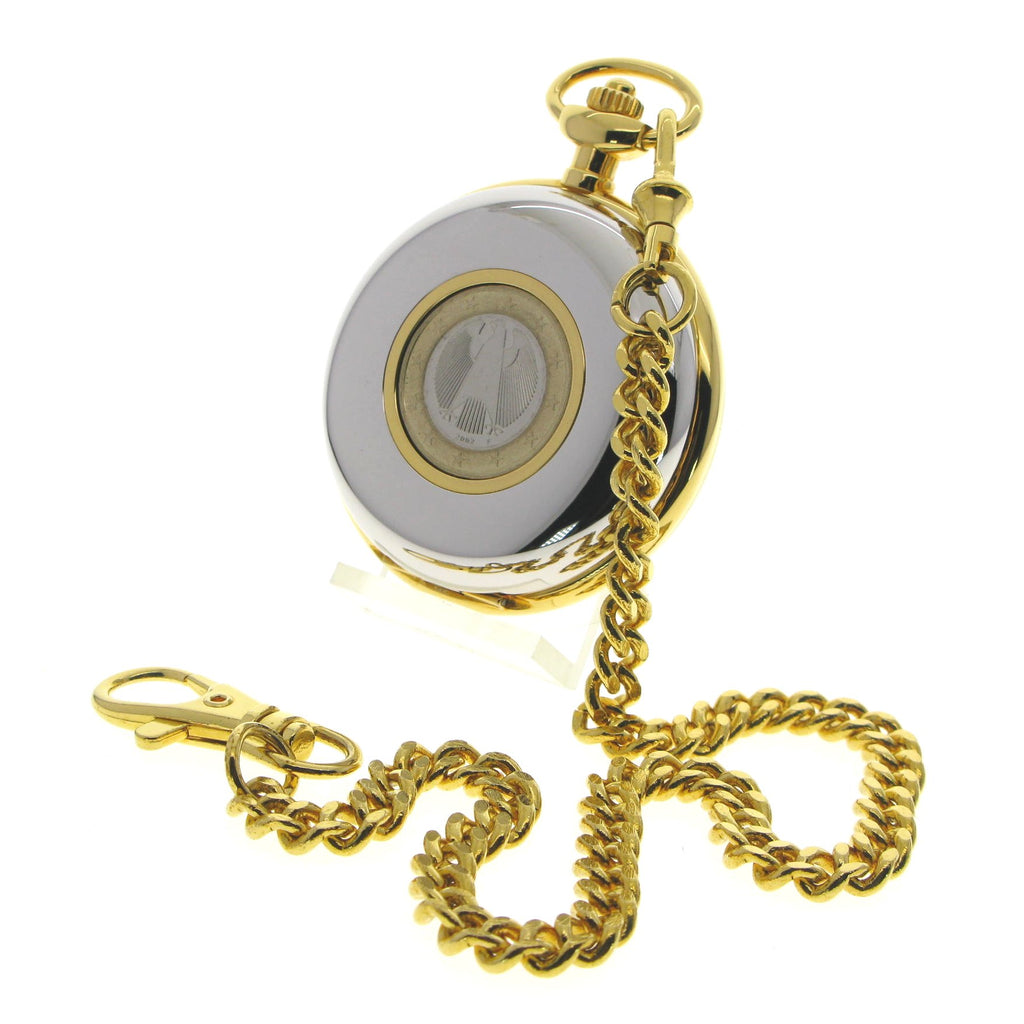 Euro Coin Pocket Watch with brass chain