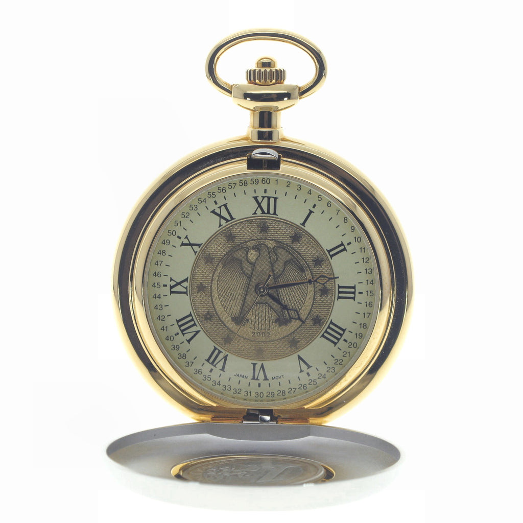 Euro Coin Pocket Watch with Coin design gold foil dial