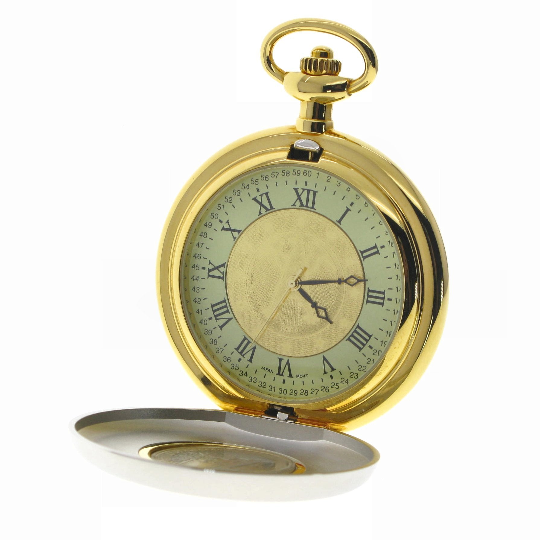 Euro Coin Pocket Watch Open view