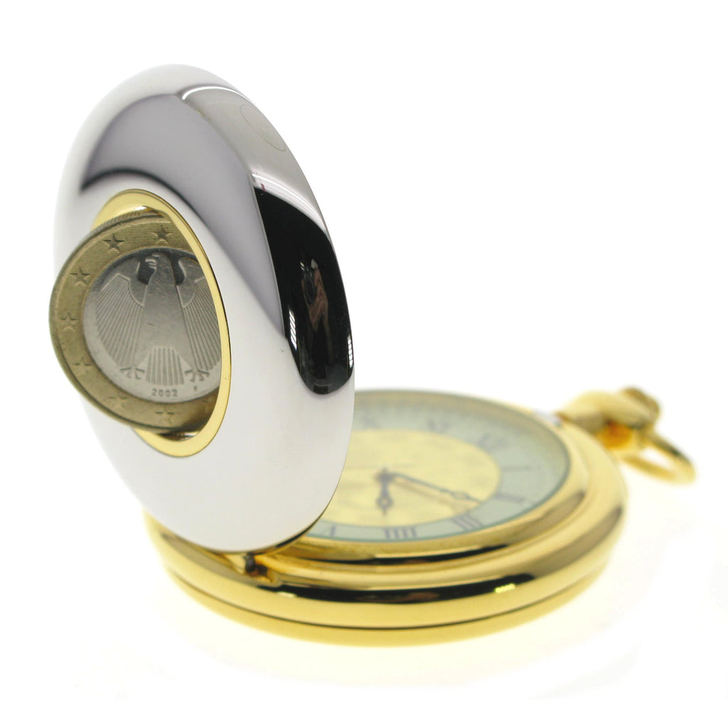 Euro Coin Pocket Watch Rotating Coin on cover