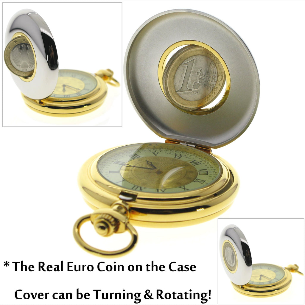 Turning Coin Pocket Watch open view