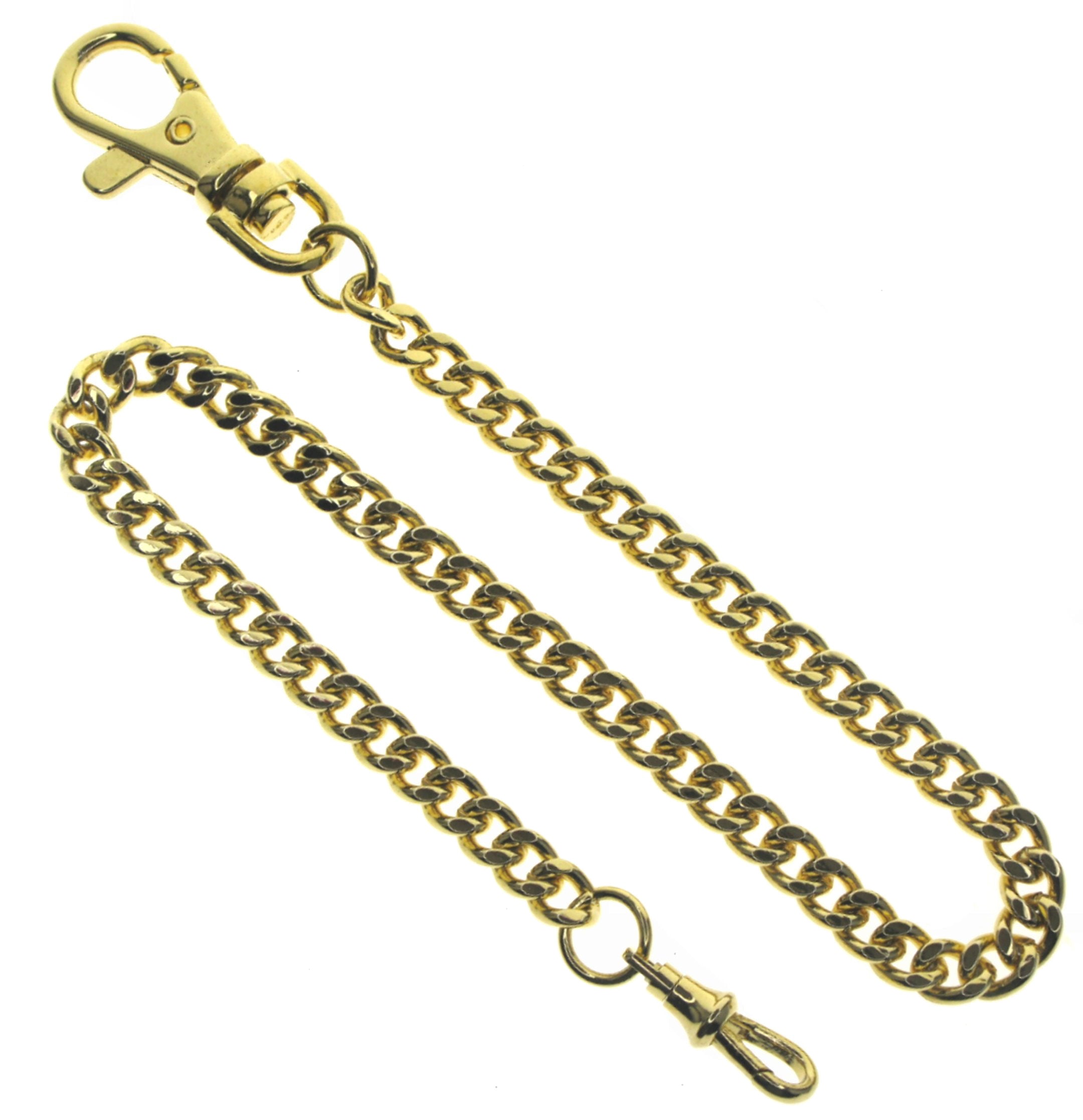 Gold Color Pocket Watch Chain with Large Lobster Clasp and Swivel Clasp FC02