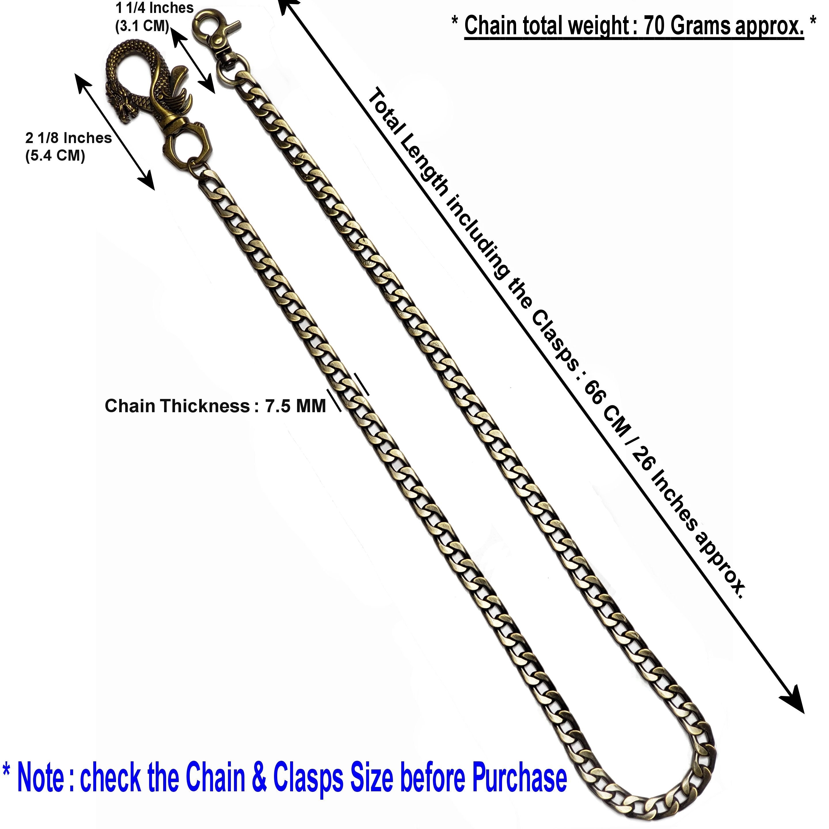 Pocket Watch Chain Albert Chain Bronze Wallet Chain Jean Biker Chain with Dragon Design Swivel Clasp and Swivel Lobster Clasp FC64