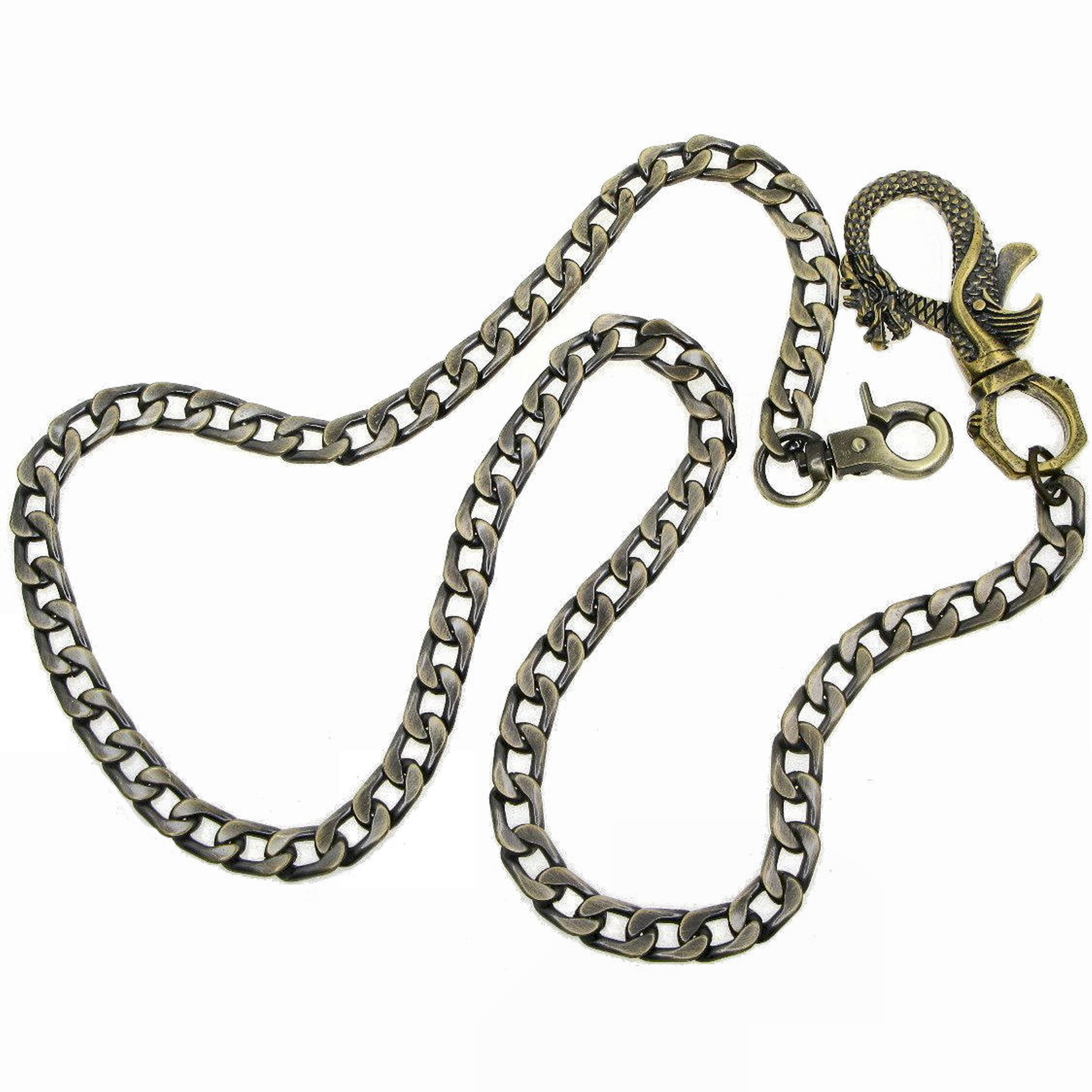 Pocket Watch Chain Albert Chain Bronze Wallet Chain Jean Biker Chain with Dragon Design Swivel Clasp and Swivel Lobster Clasp FC64