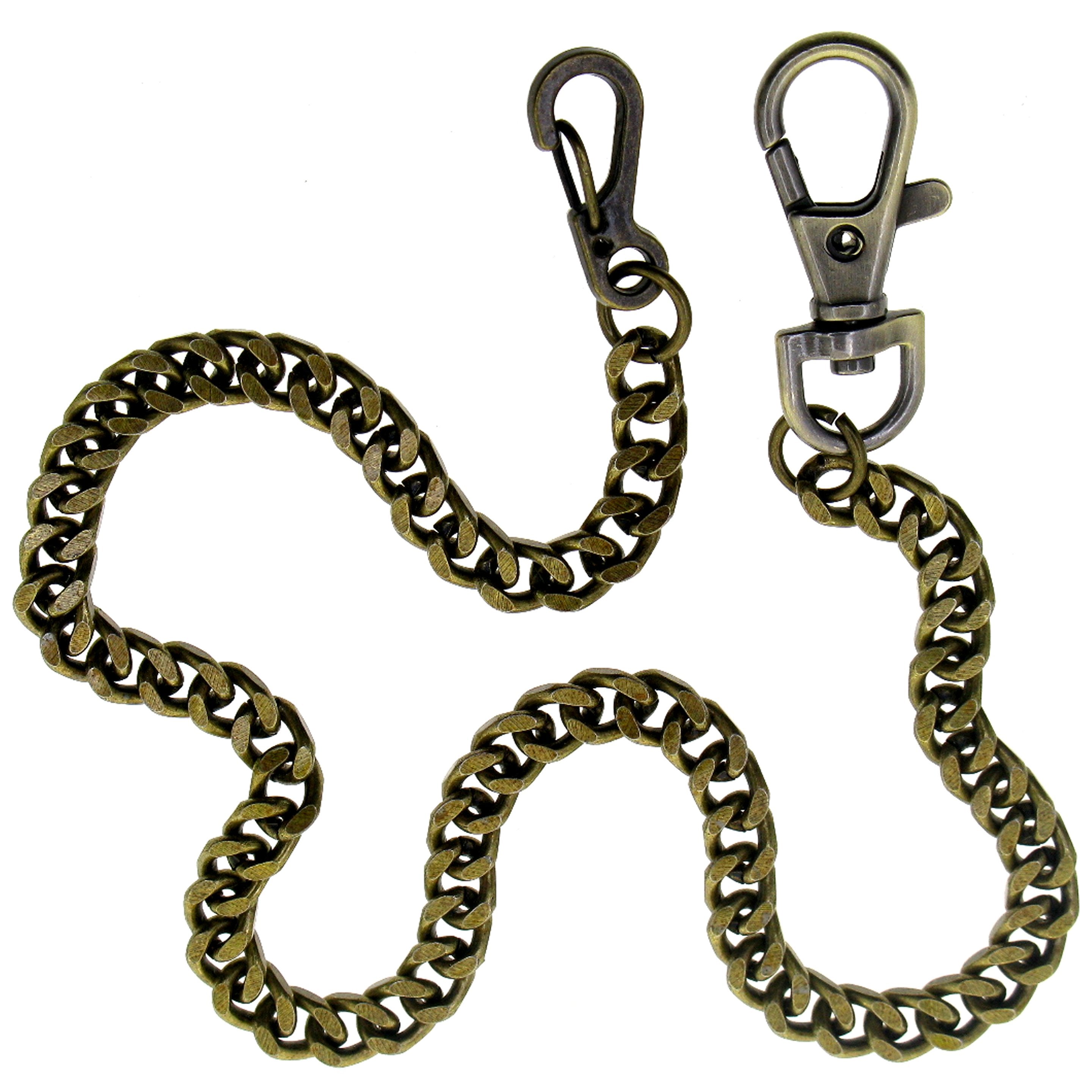 watchvshop Pocket Watch Chain Albert Chain Bronze Color Heavy 7 MM Thick Cuban Curb Link Chain with Swivel Lobster Clasp FC65