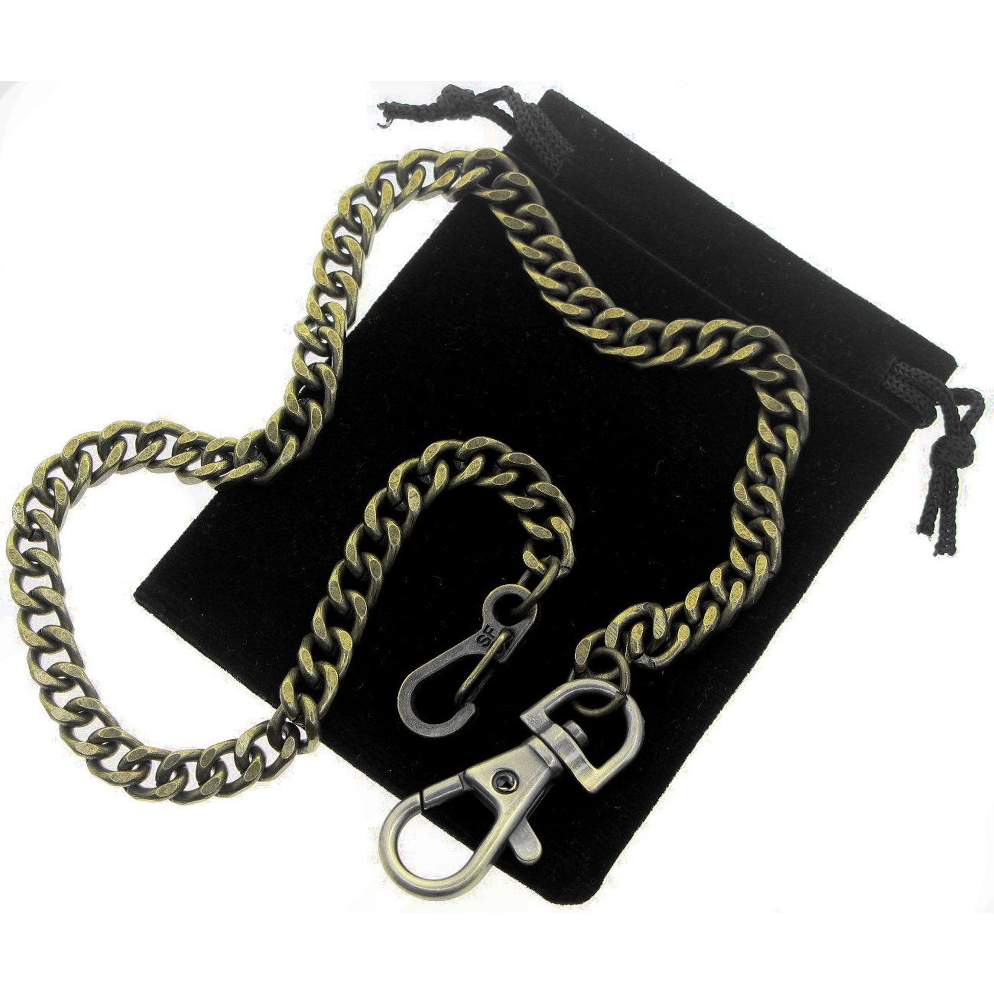 watchvshop Pocket Watch Chain Albert Chain Bronze Color Heavy 7 MM Thick Cuban Curb Link Chain with Swivel Lobster Clasp FC65