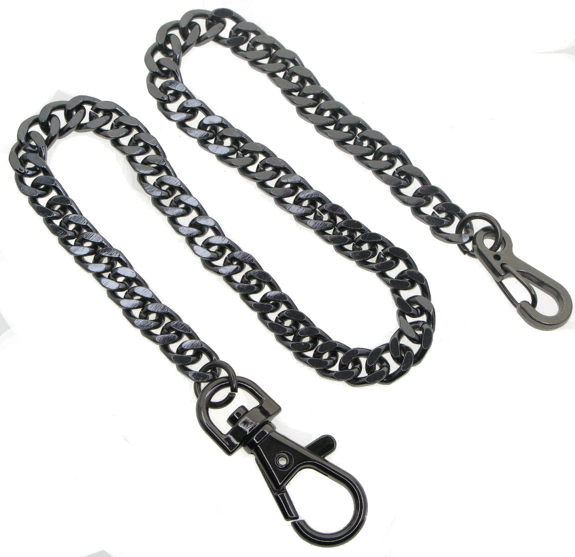 Pocket Watch Chain Albert Chain Gunmetal Black Color Heavy Metal 7 MM Thick Cuban Curb Link Chain with Swivel Lobster Clasp FC66