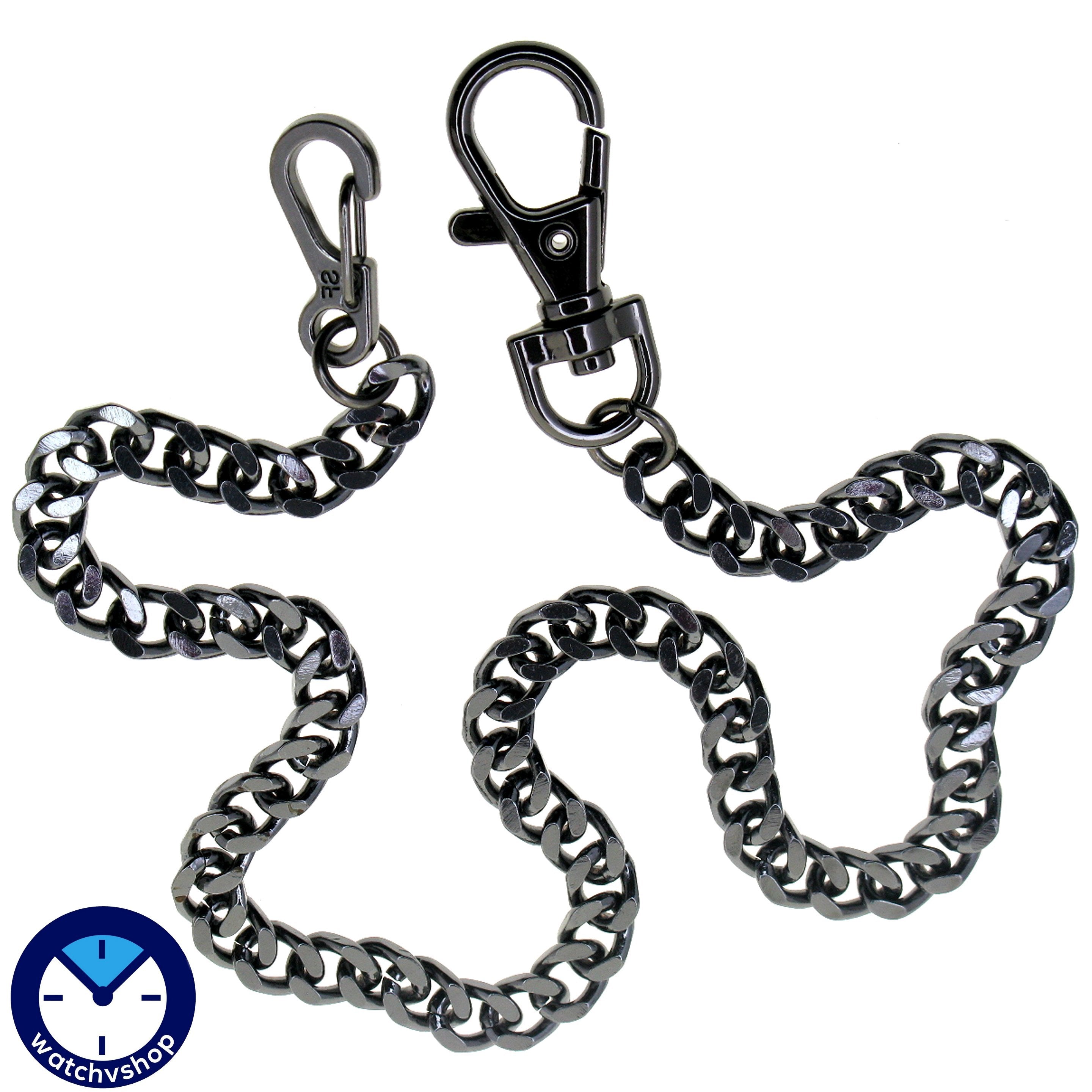 Pocket Watch Chain Albert Chain Gunmetal Black Color Heavy Metal 7 MM Thick Cuban Curb Link Chain with Swivel Lobster Clasp FC66