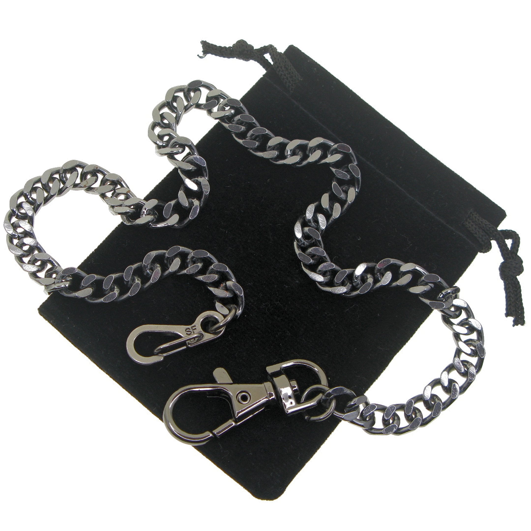 Pocket Watch Chain Albert Chain Gunmetal Black Color Heavy Metal 7 MM Thick Cuban Curb Link Chain with Swivel Lobster Clasp FC66