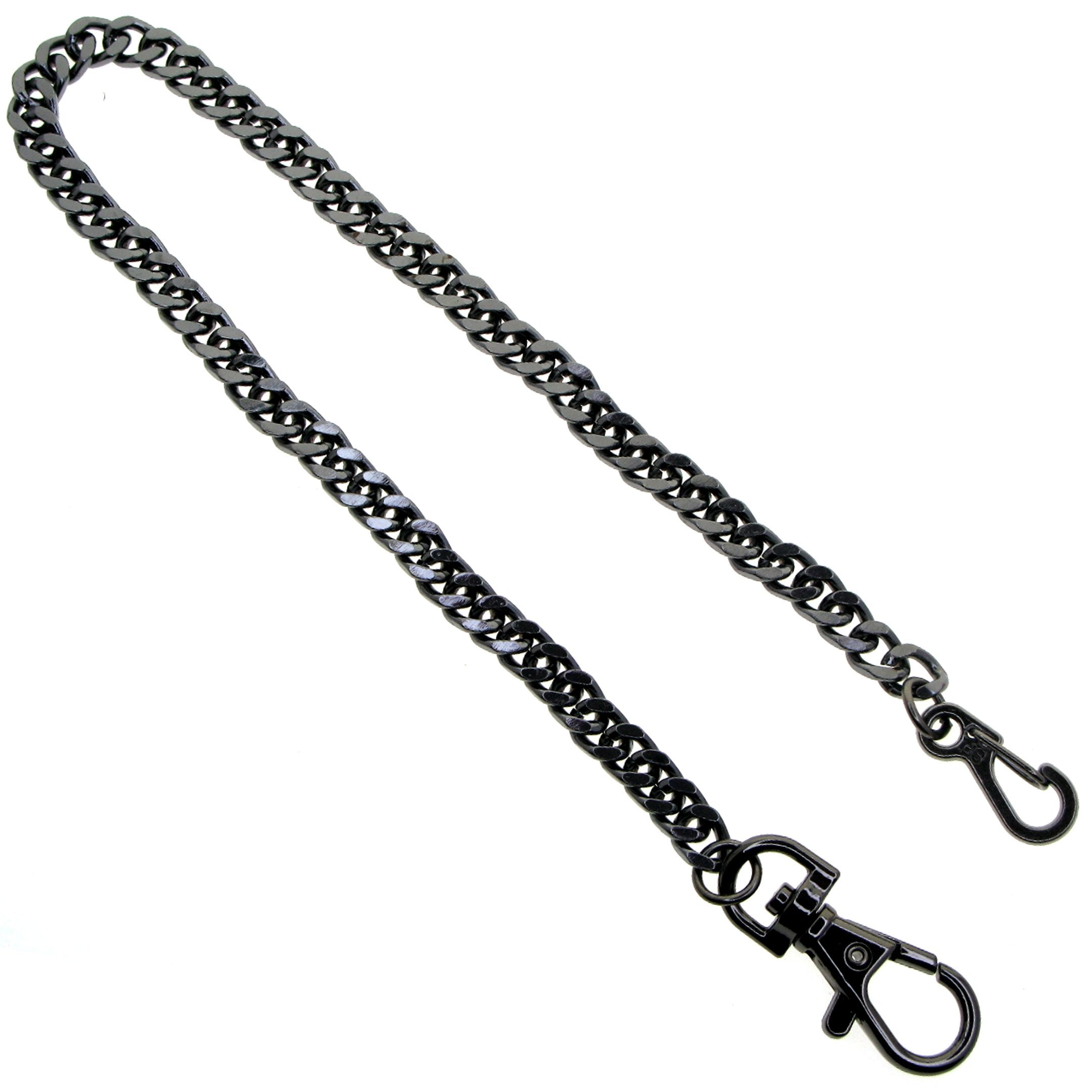 Pocket Watch Chain Albert Chain Gunmetal Black Color Heavy Metal 7 MM Thick Cuban Curb Link Chain with Swivel Lobster Clasp FC66