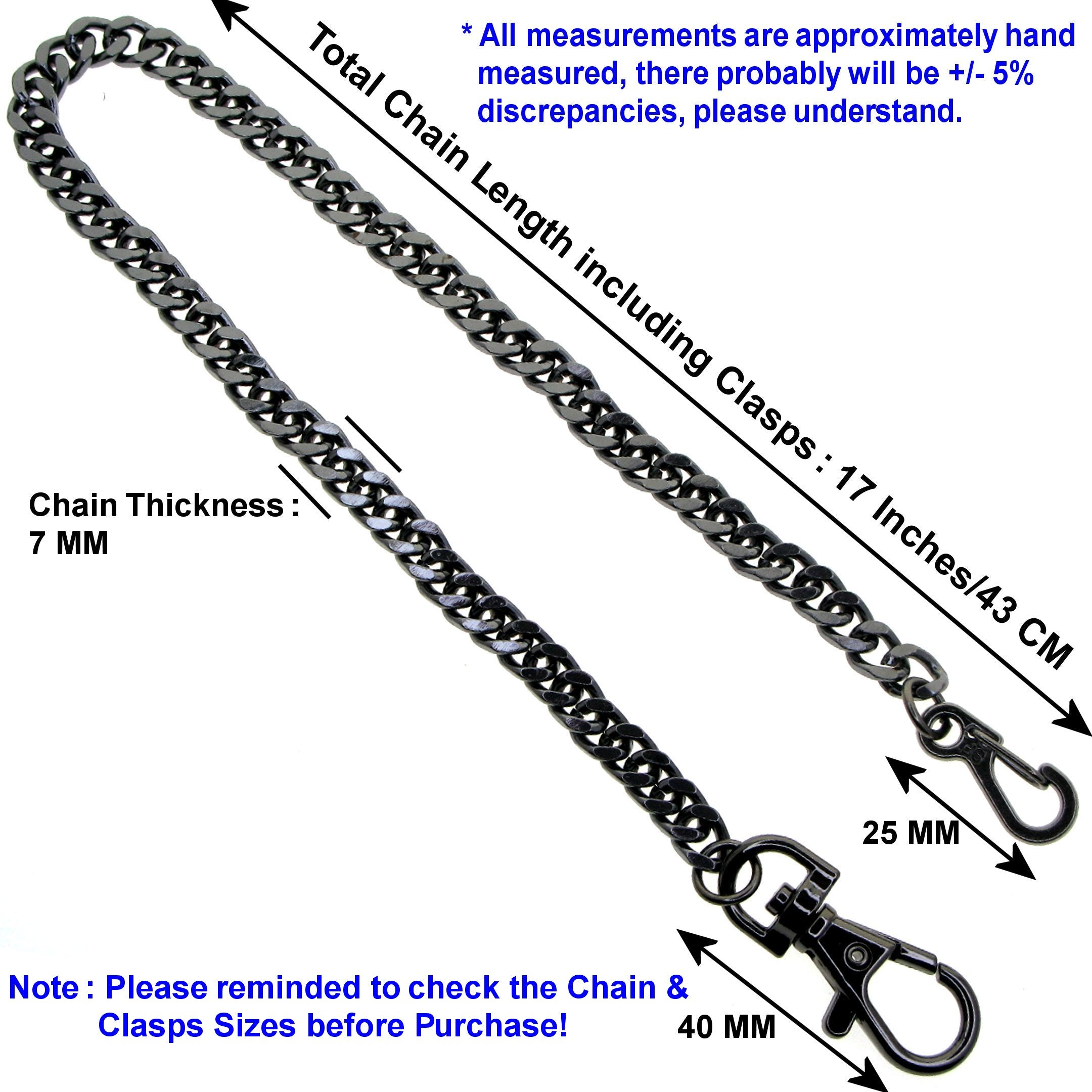 Pocket Watch Chain Albert Chain Gunmetal Black Color Heavy Metal 7 MM Thick Cuban Curb Link Chain with Swivel Lobster Clasp FC66