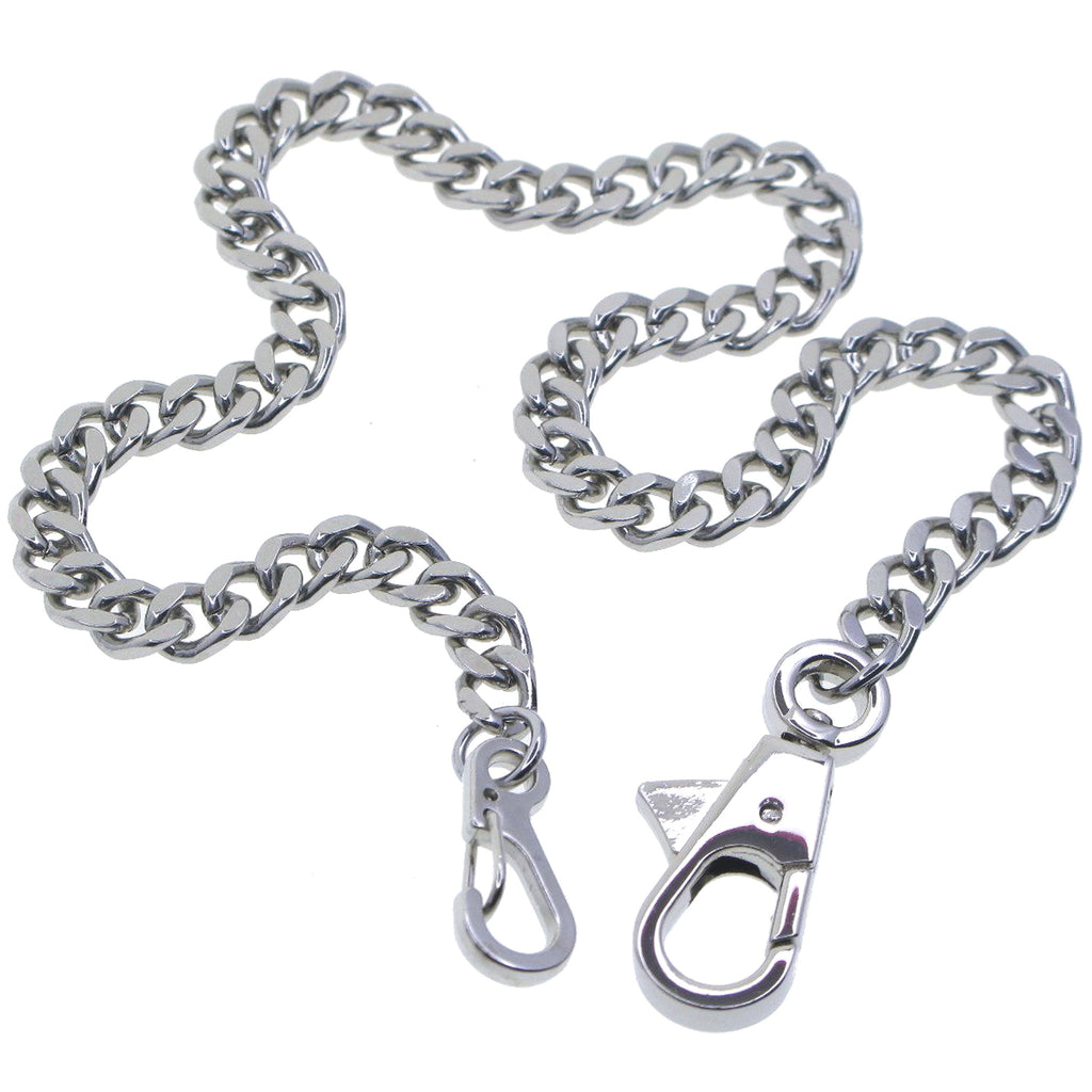 Silver Color Pocket Watch Chain with 7 MM Thick Curb Link Chain & Swivel Lobster Clasp FC67