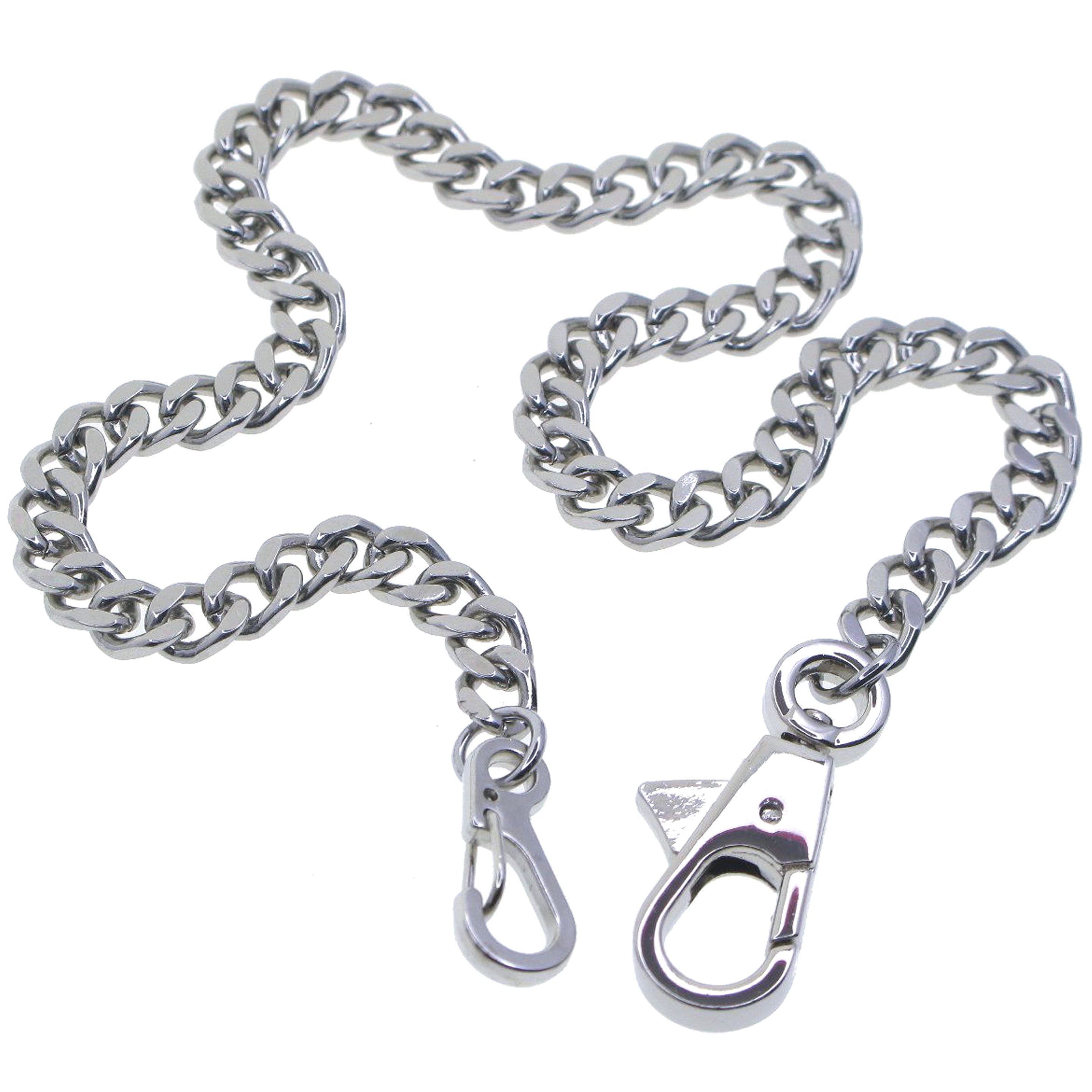 Silver Color Pocket Watch Chain with 7 MM Thick Curb Link Chain & Swivel Lobster Clasp FC67