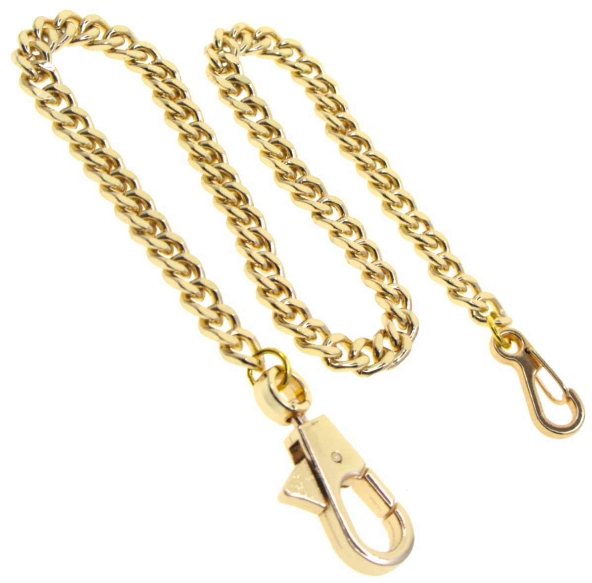 Gold Color Pocket Watch Chain with Heavy 7 MM Curb Link Chain & Swivel Lobster Clasp FC68