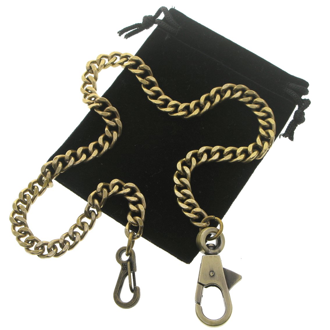 Bronze Pocket Watch Chain with Heavy 7 MM Cuban Chain & Swivel Lobster Clasp FC69