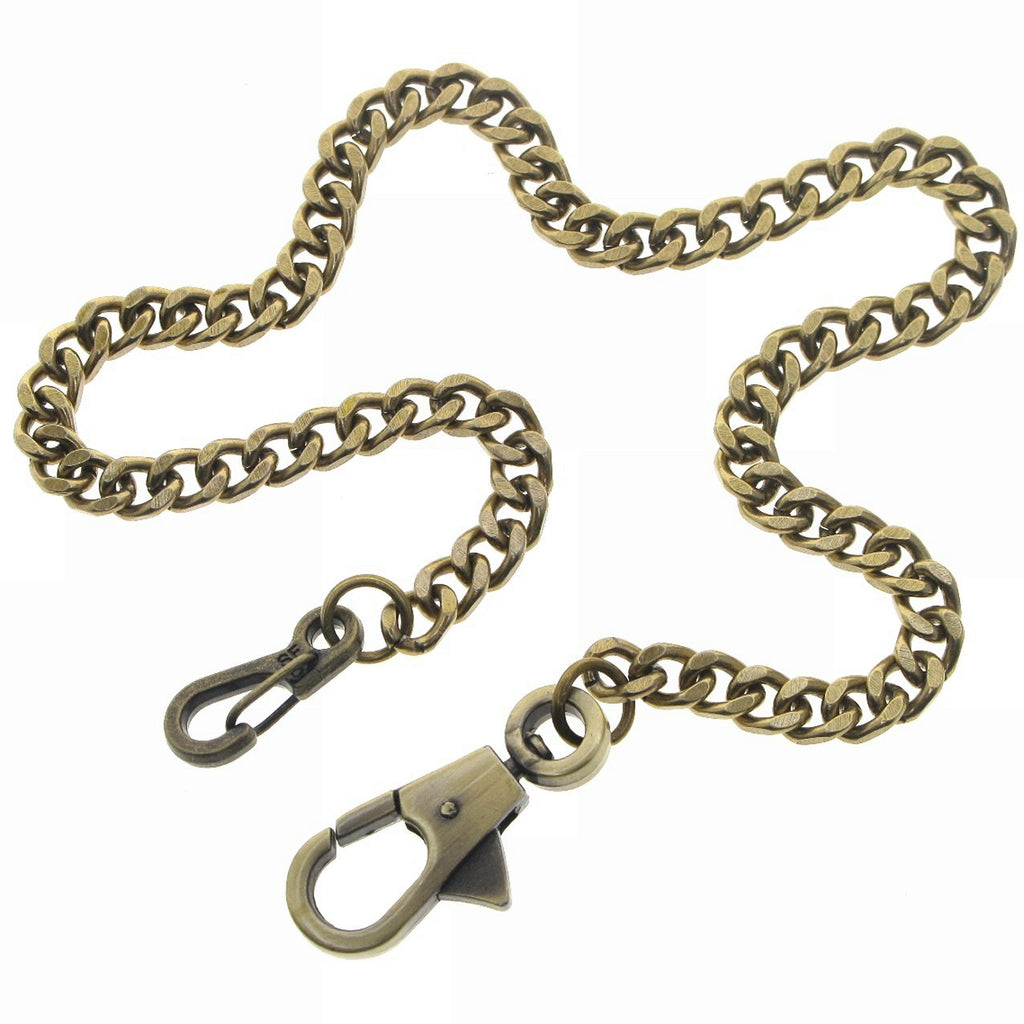Bronze Pocket Watch Chain with Heavy 7 MM Cuban Chain & Swivel Lobster Clasp FC69