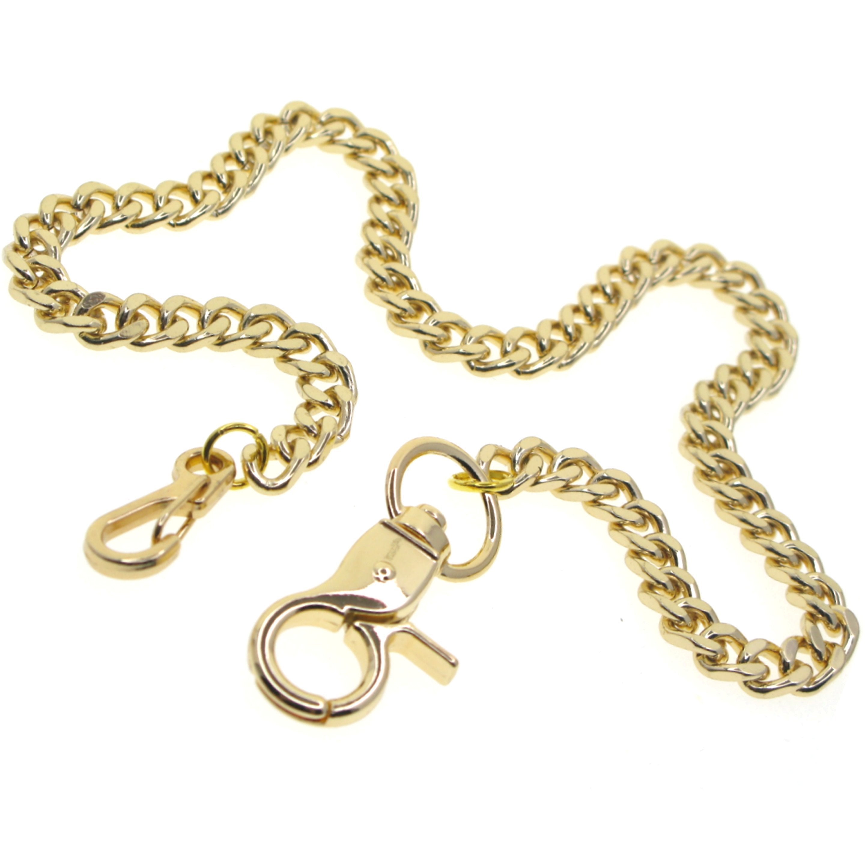 Gold Color Pocket Watch Chain with Heavy Curb Link Chain & Swivel Lobster Clasp FC70