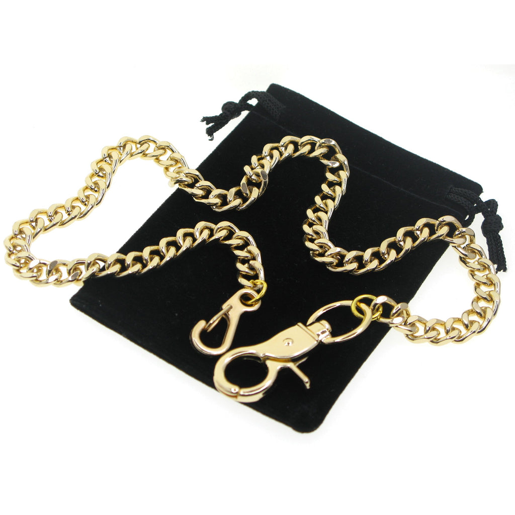 Gold Color Pocket Watch Chain with Heavy Curb Link Chain & Swivel Lobster Clasp FC70