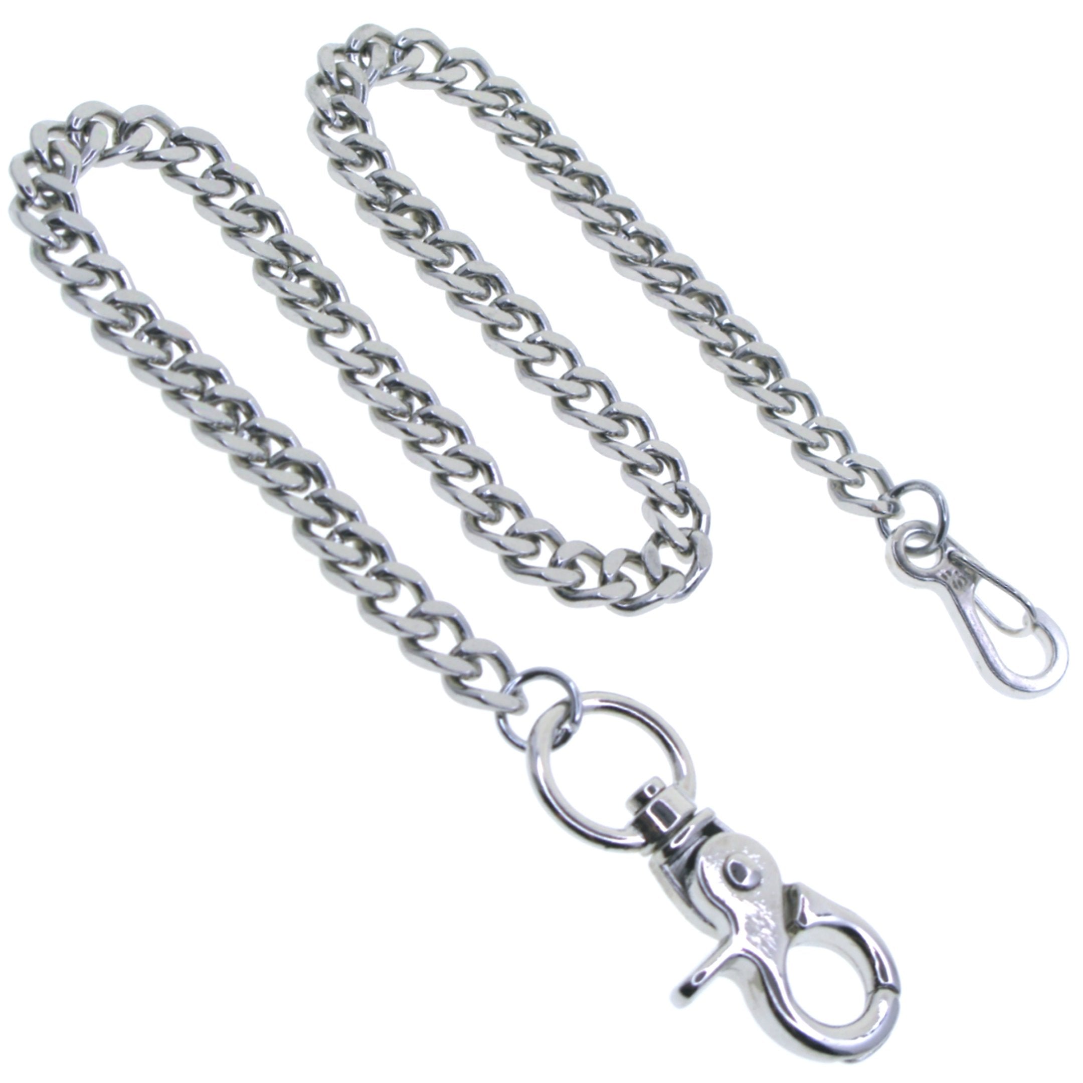 Silver Heavy Curb Link Chain with Big Swivel Lobster Clasp