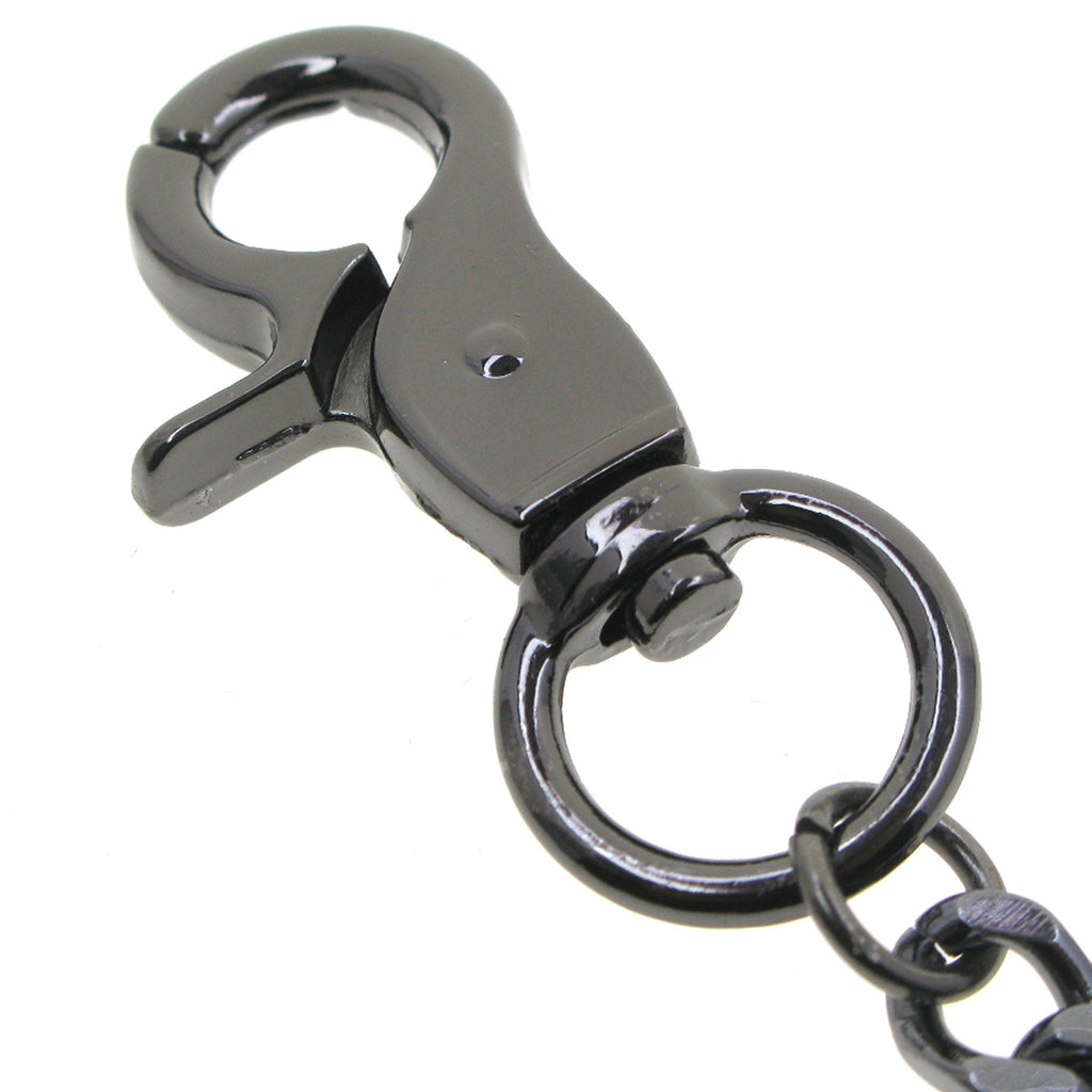 Black Color Pocket Watch Chain with Heavy 7 MM Thick Cuban Chain & Swivel Lobster Clasp FC72