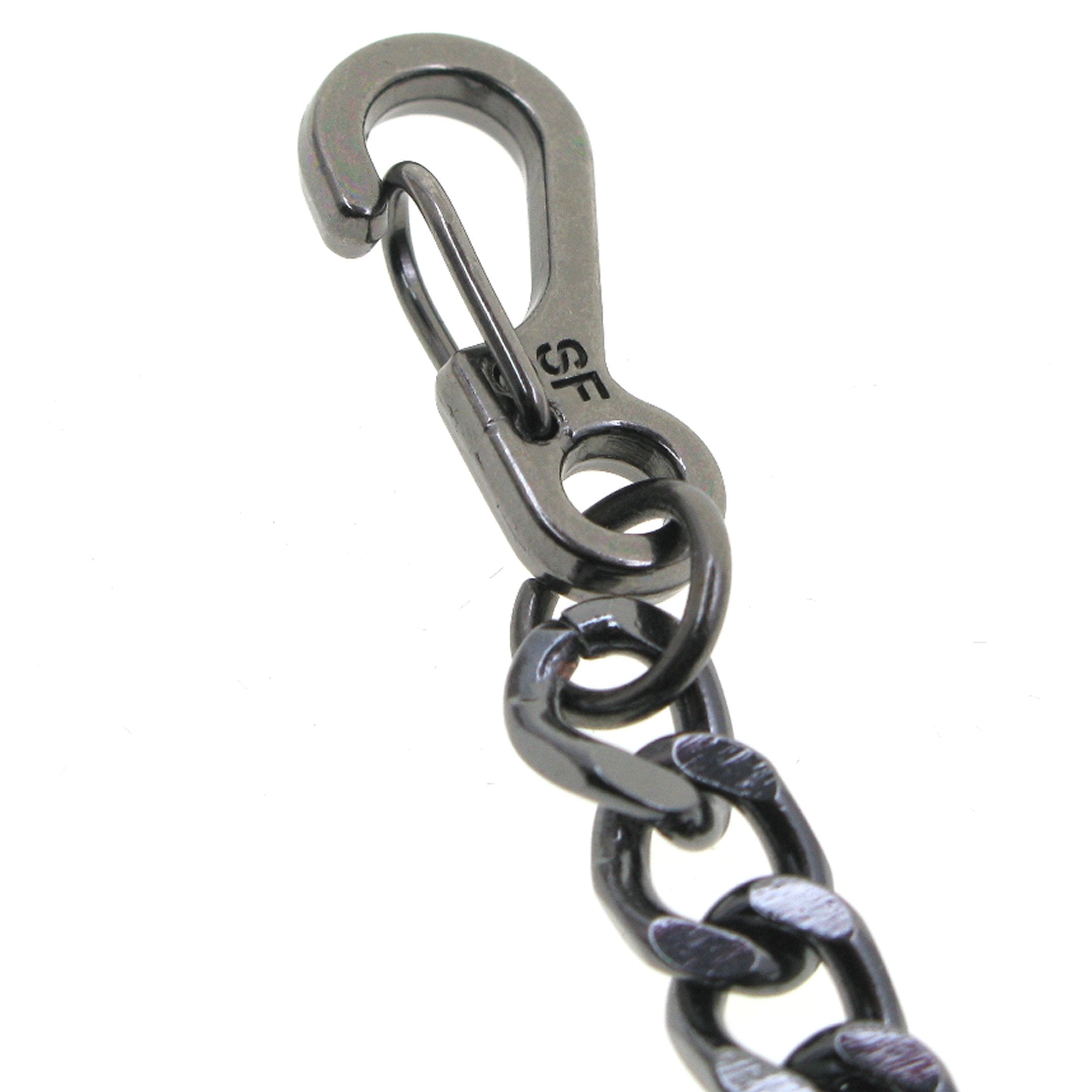Black Color Pocket Watch Chain with Heavy 7 MM Thick Cuban Chain & Swivel Lobster Clasp FC72