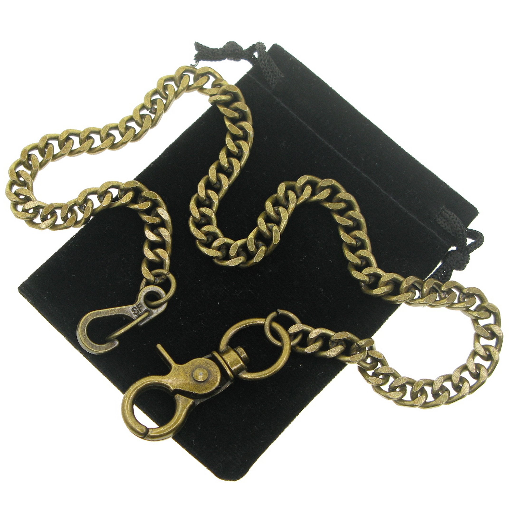 Bronze Pocket Watch Chain with 7 MM Thick Cuban Curb Link Chain & Swivel Lobster Clasp FC73