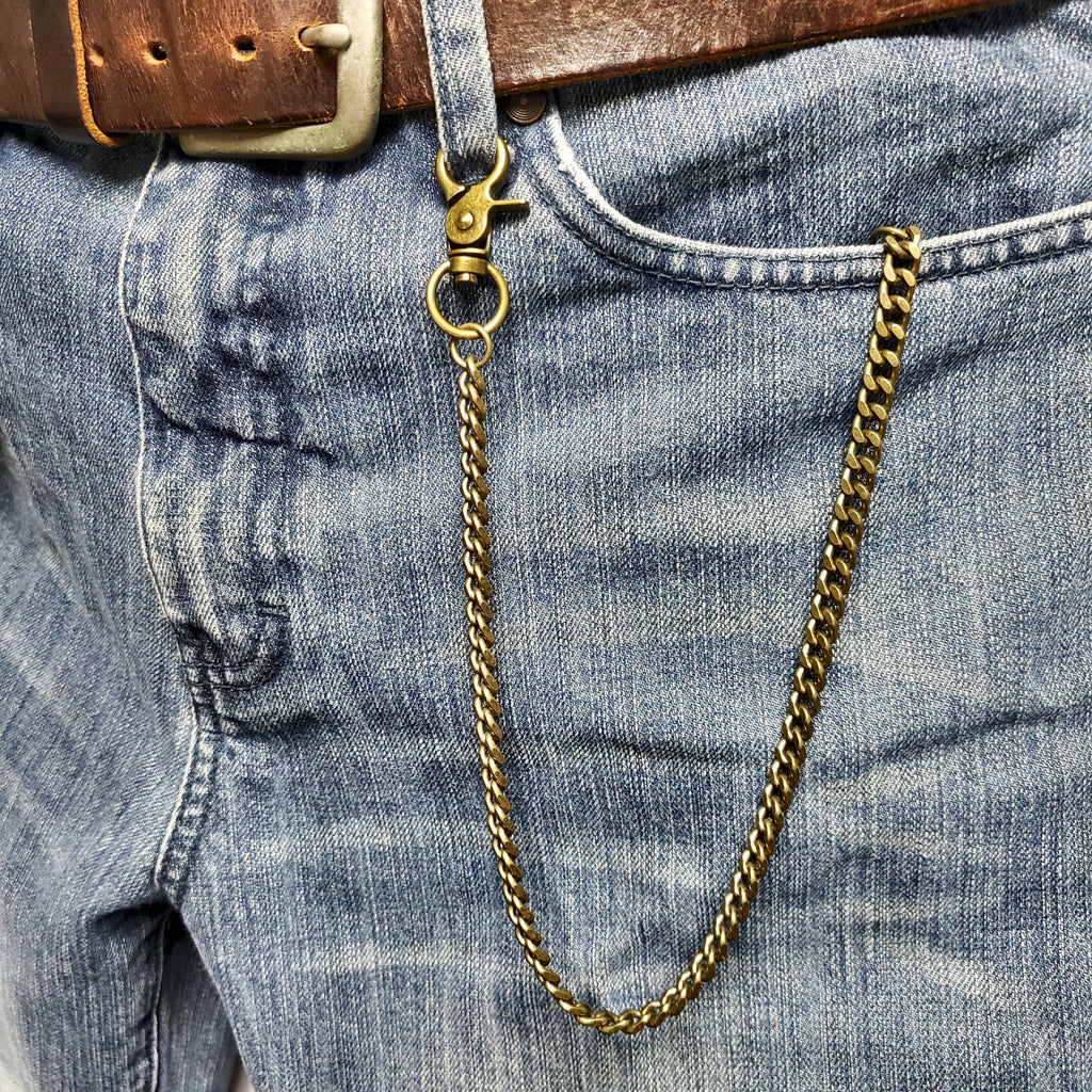 Bronze Pocket Watch Chain with 7 MM Thick Cuban Curb Link Chain & Swivel Lobster Clasp FC73