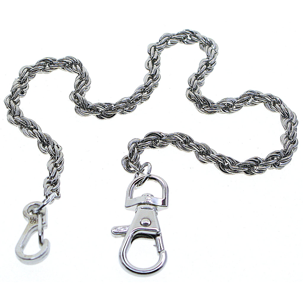 Silver Color Pocket Watch Chain with Heavy Rope Chain & Swivel Lobster Clasp FC74