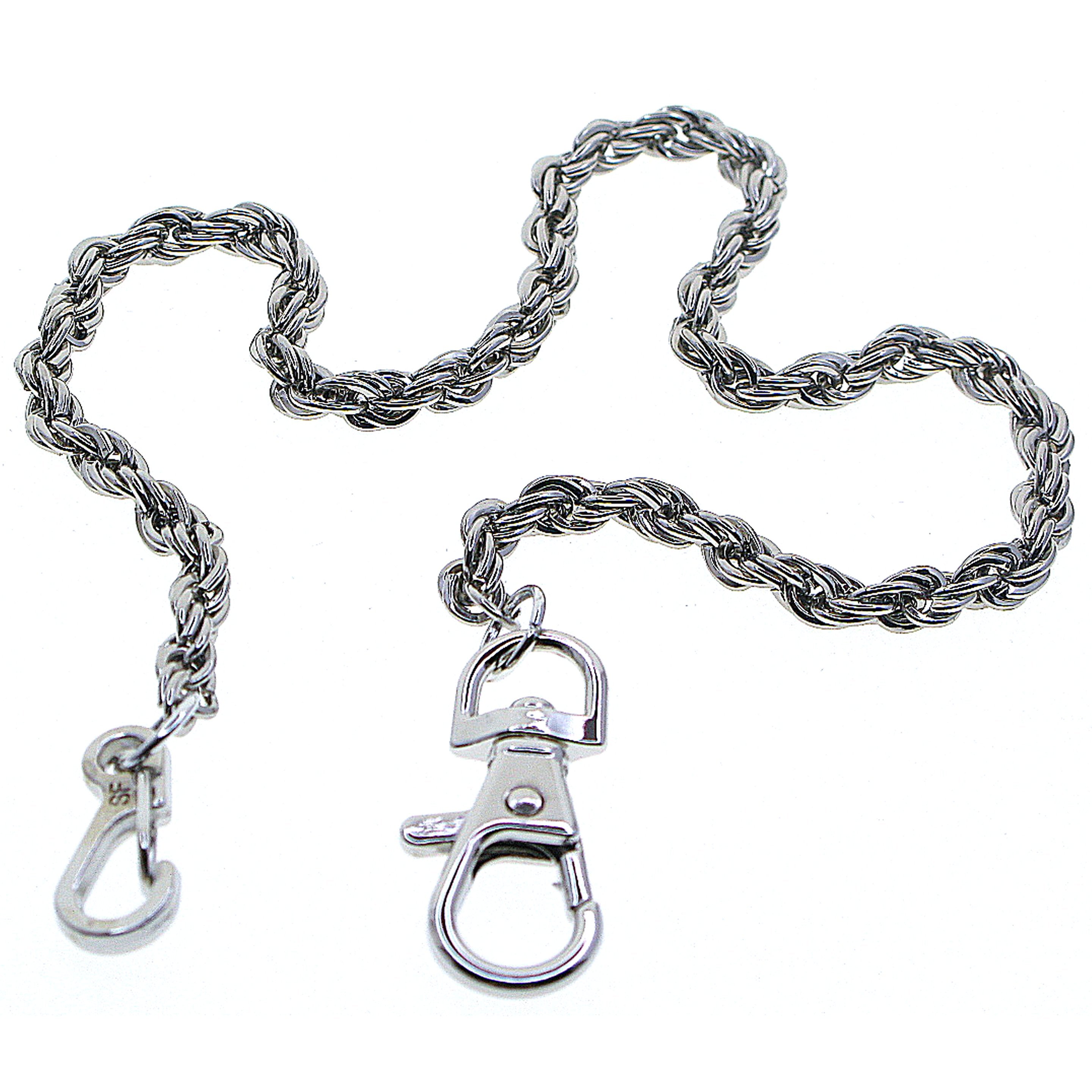 Silver Color Pocket Watch Chain with Heavy Rope Chain & Swivel Lobster Clasp FC74